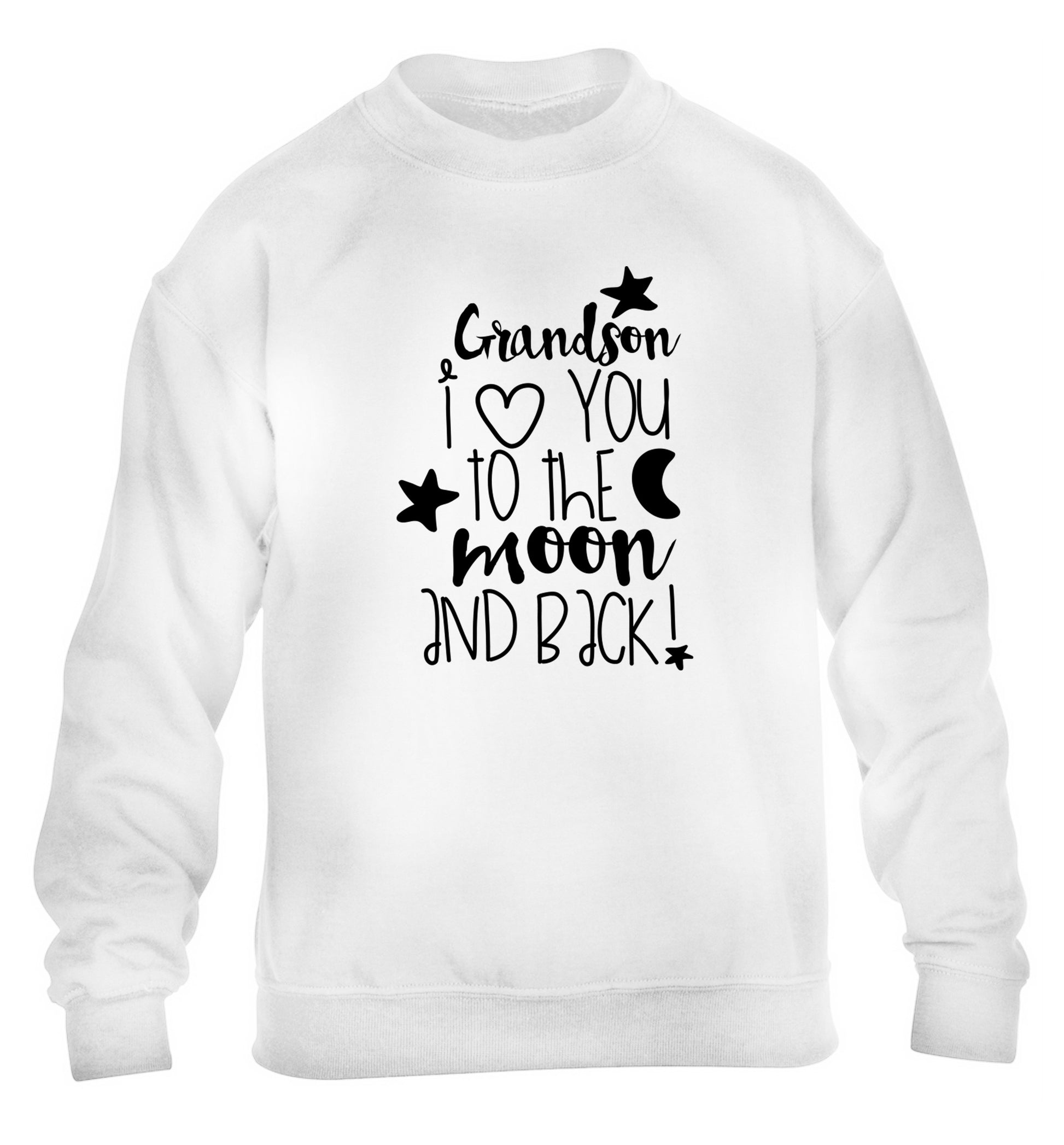 Grandson I love you to the moon and back children's white  sweater 12-14 Years