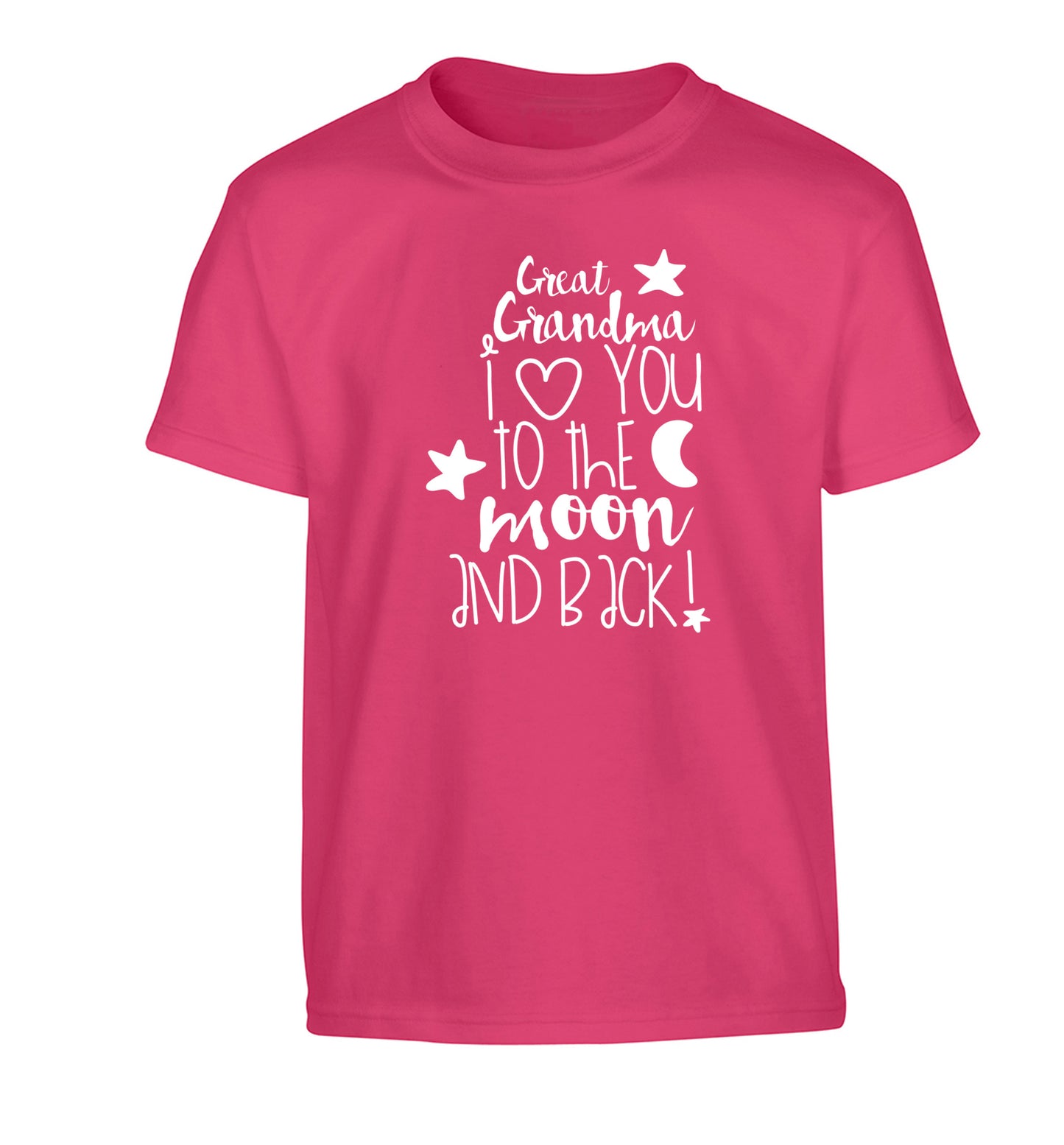 Great Grandma I love you to the moon and back Children's pink Tshirt 12-14 Years