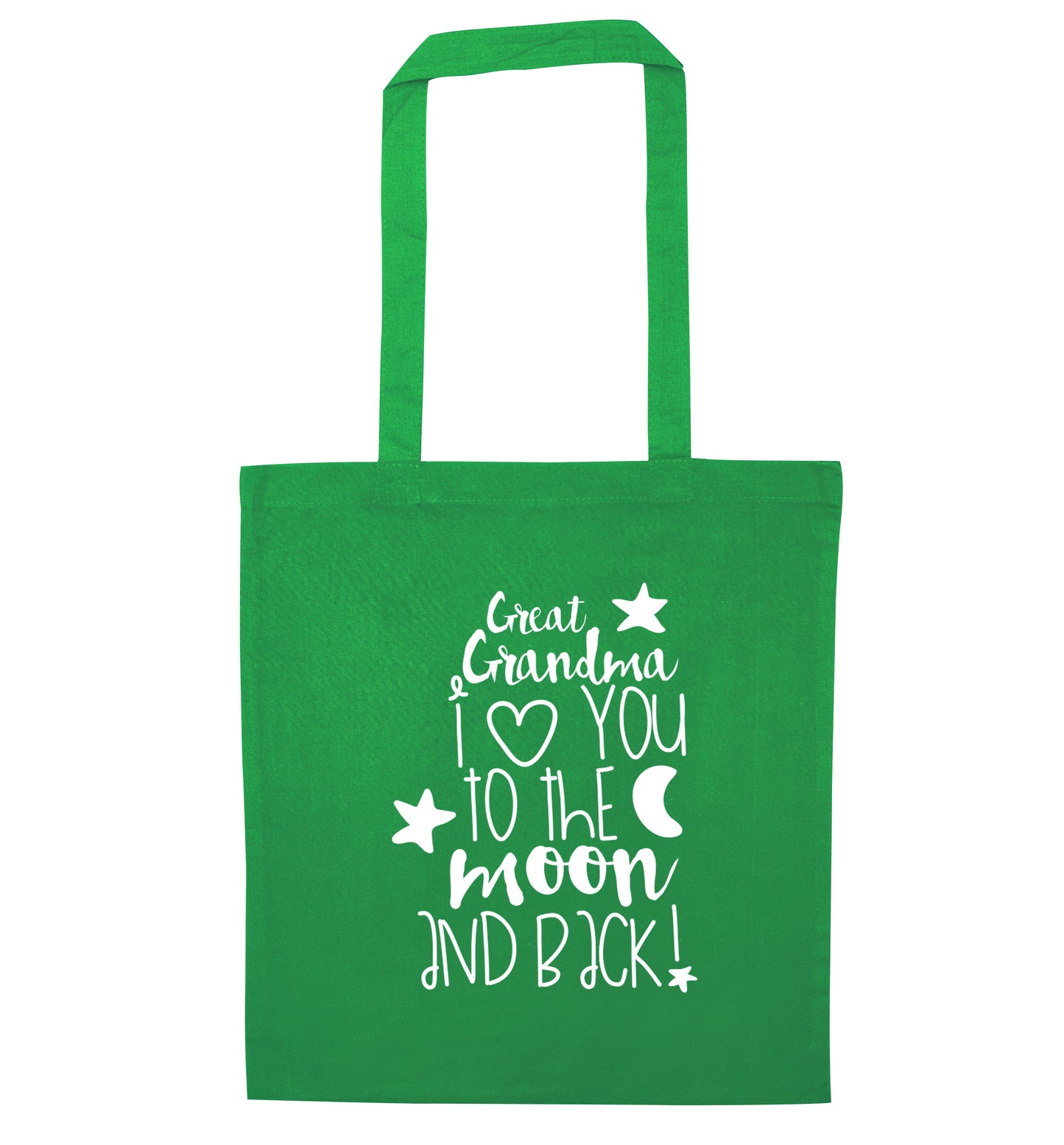 Great Grandma I love you to the moon and back green tote bag