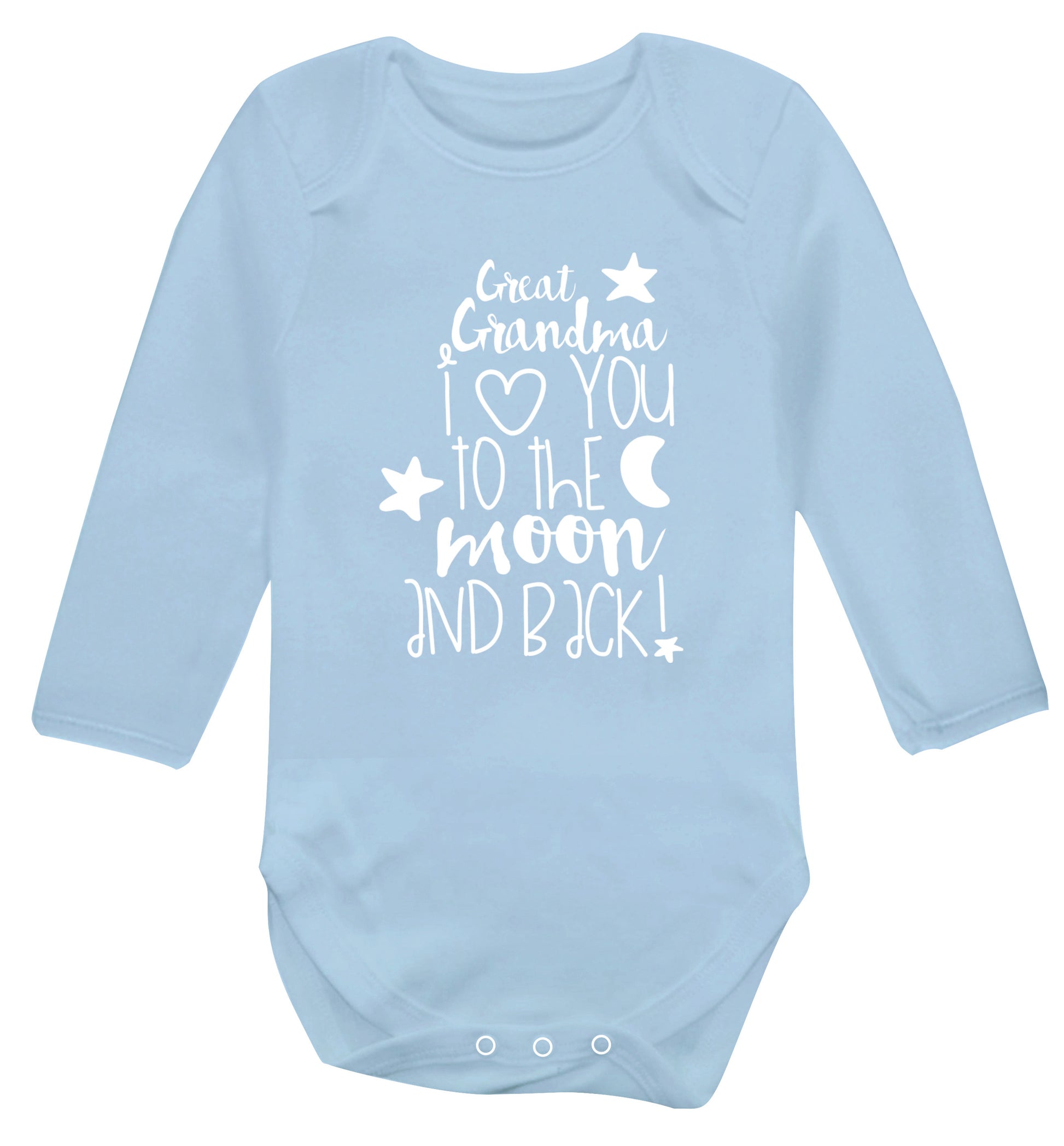 Great Grandma I love you to the moon and back Baby Vest long sleeved pale blue 6-12 months