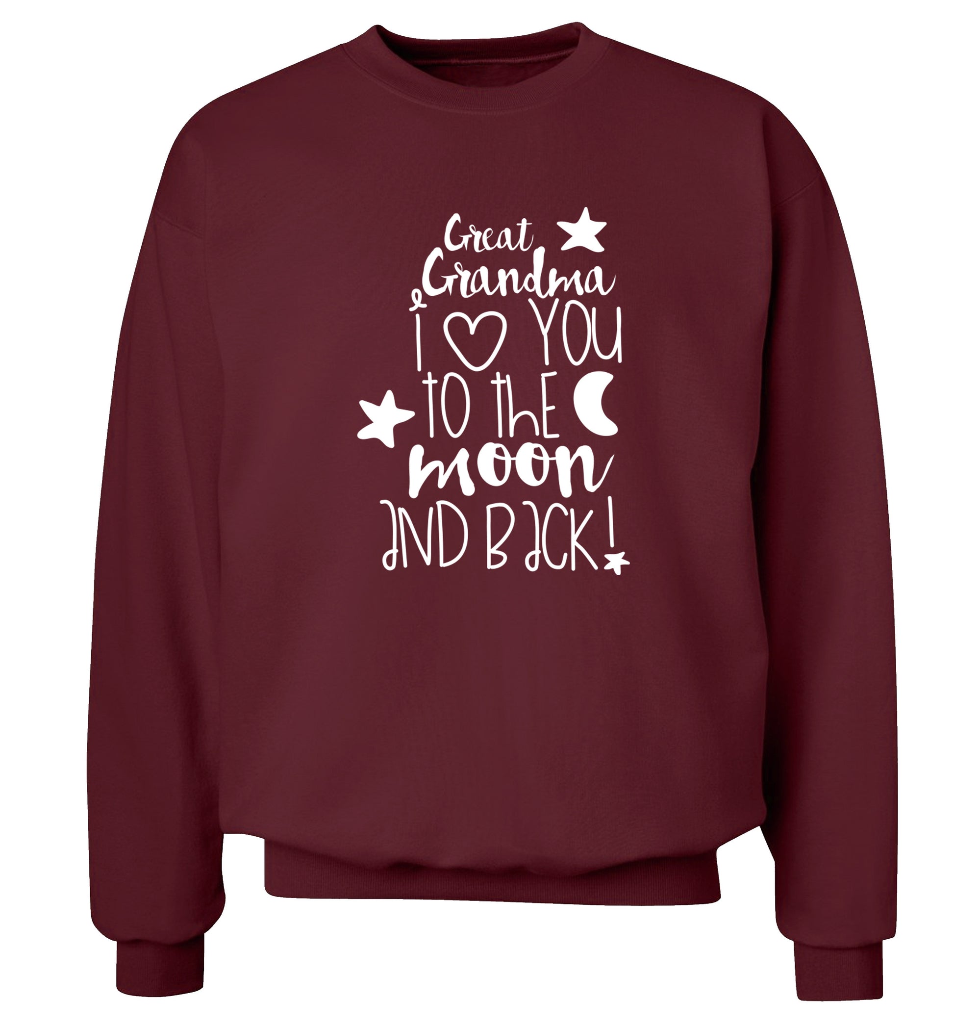 Great Grandma I love you to the moon and back Adult's unisex maroon  sweater 2XL