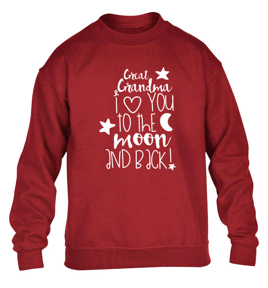 Great Grandma I love you to the moon and back children's grey  sweater 12-14 Years