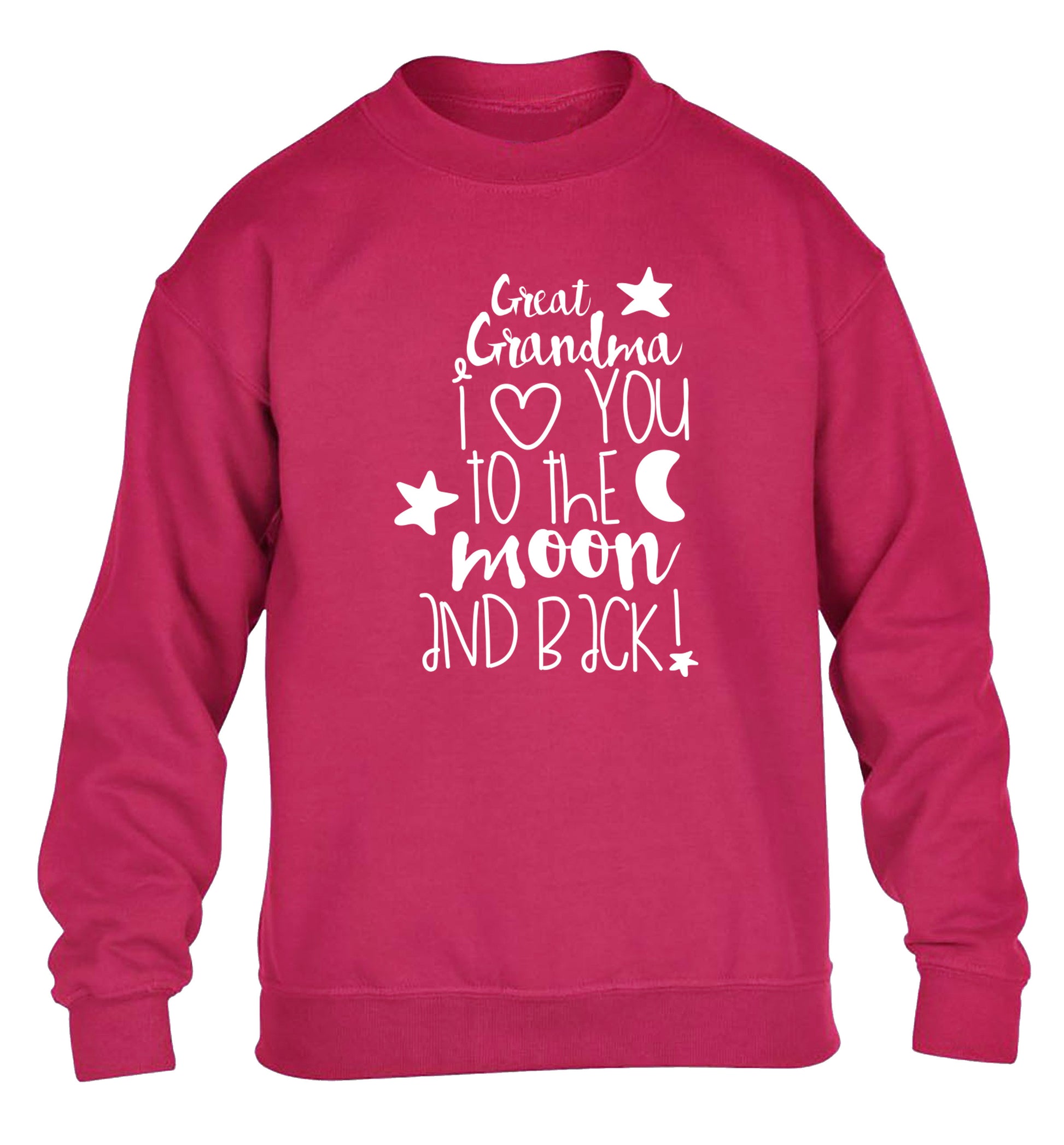 Great Grandma I love you to the moon and back children's pink  sweater 12-14 Years