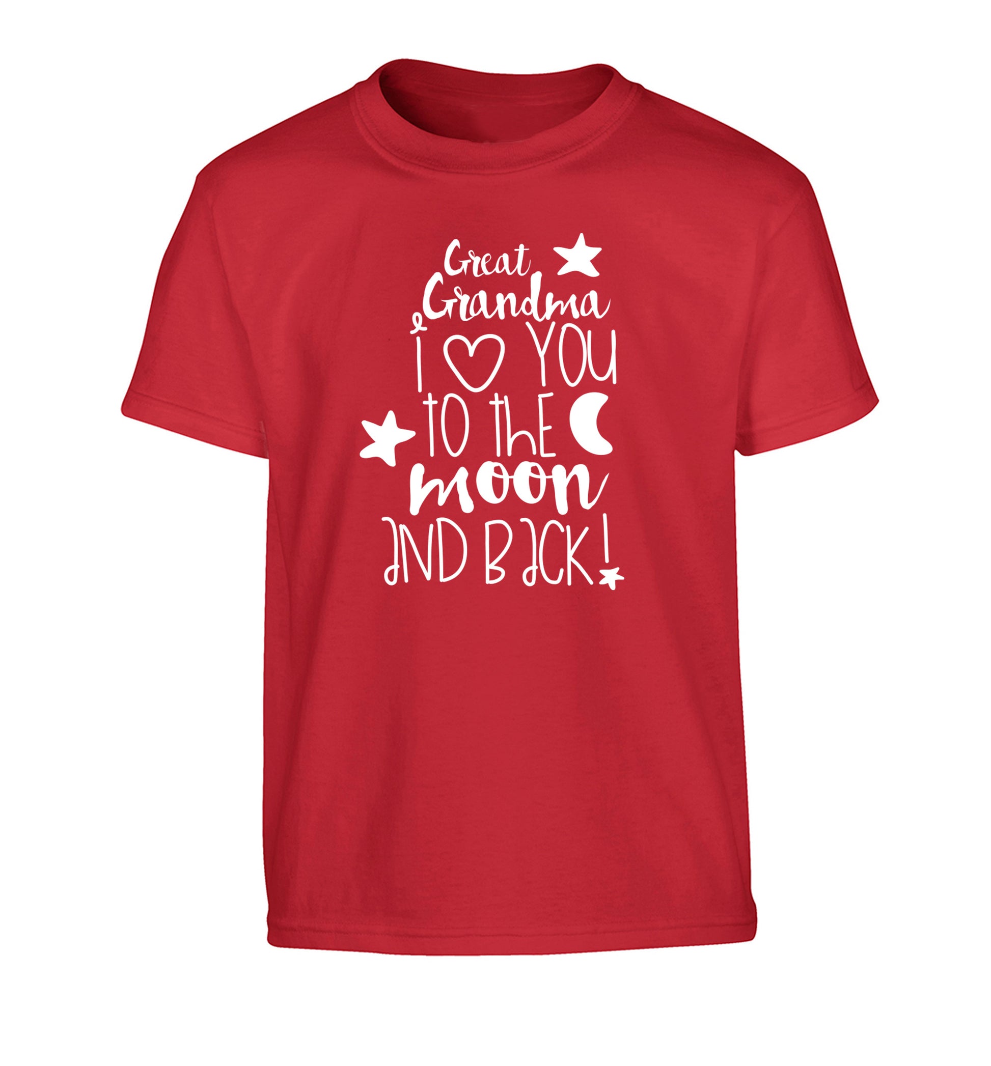Great Grandma I love you to the moon and back Children's red Tshirt 12-14 Years
