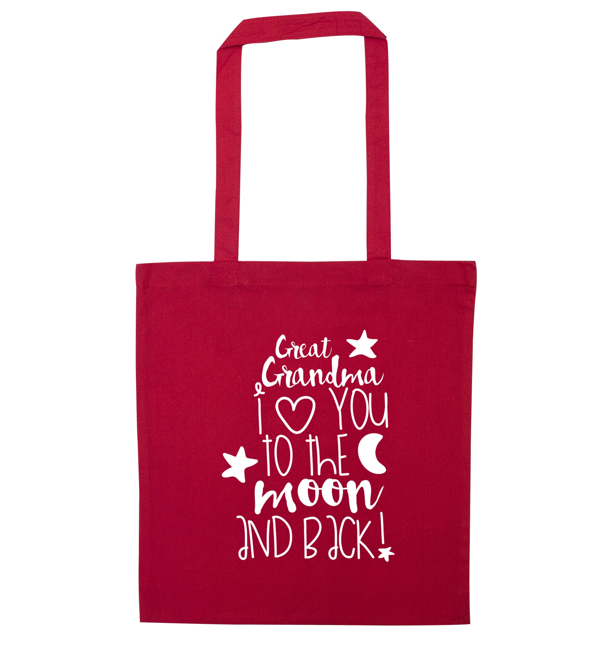 Great Grandma I love you to the moon and back red tote bag