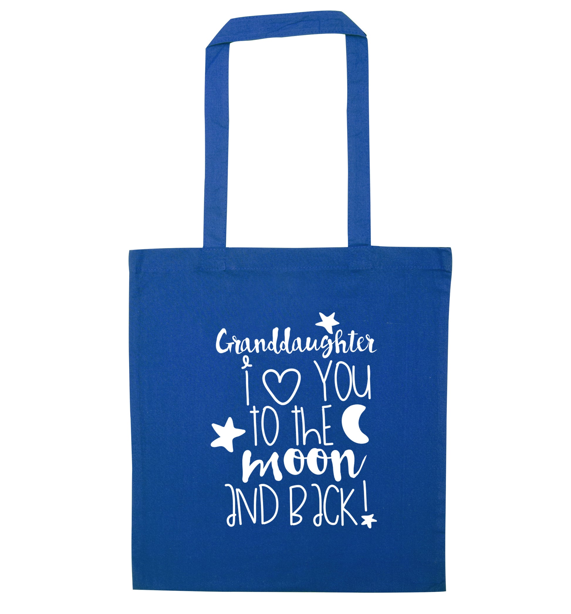 Granddaughter I love you to the moon and back blue tote bag