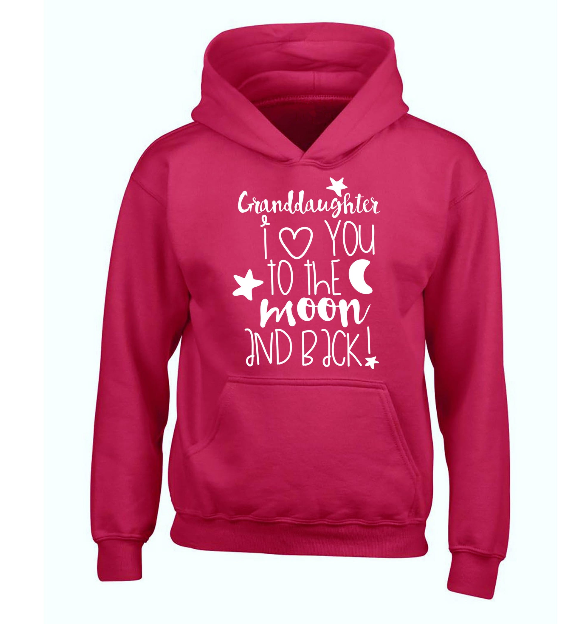 Granddaughter I love you to the moon and back children's pink hoodie 12-14 Years