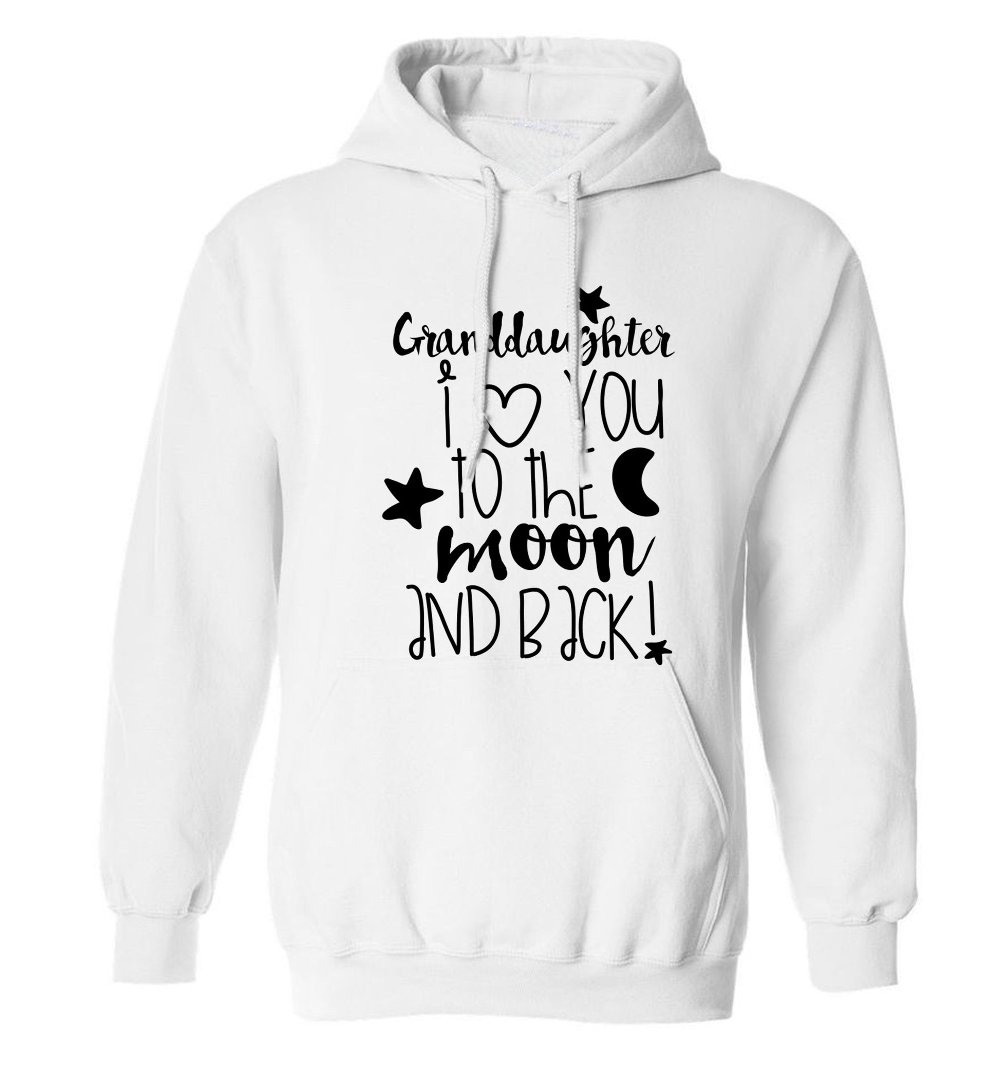 Granddaughter I love you to the moon and back adults unisex white hoodie 2XL