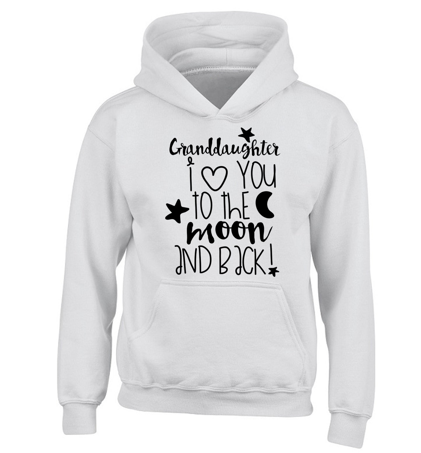 Granddaughter I love you to the moon and back children's white hoodie 12-14 Years