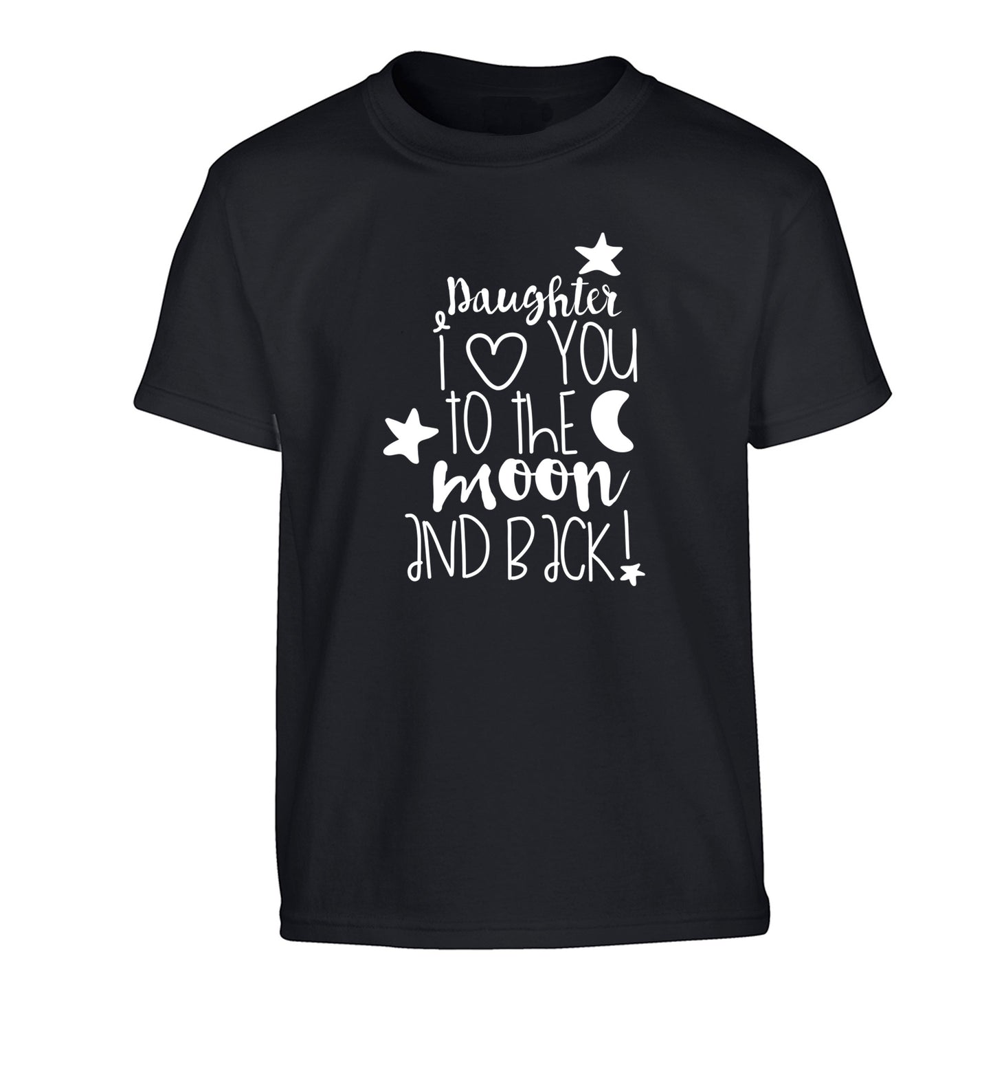 Daughter I love you to the moon and back Children's black Tshirt 12-14 Years