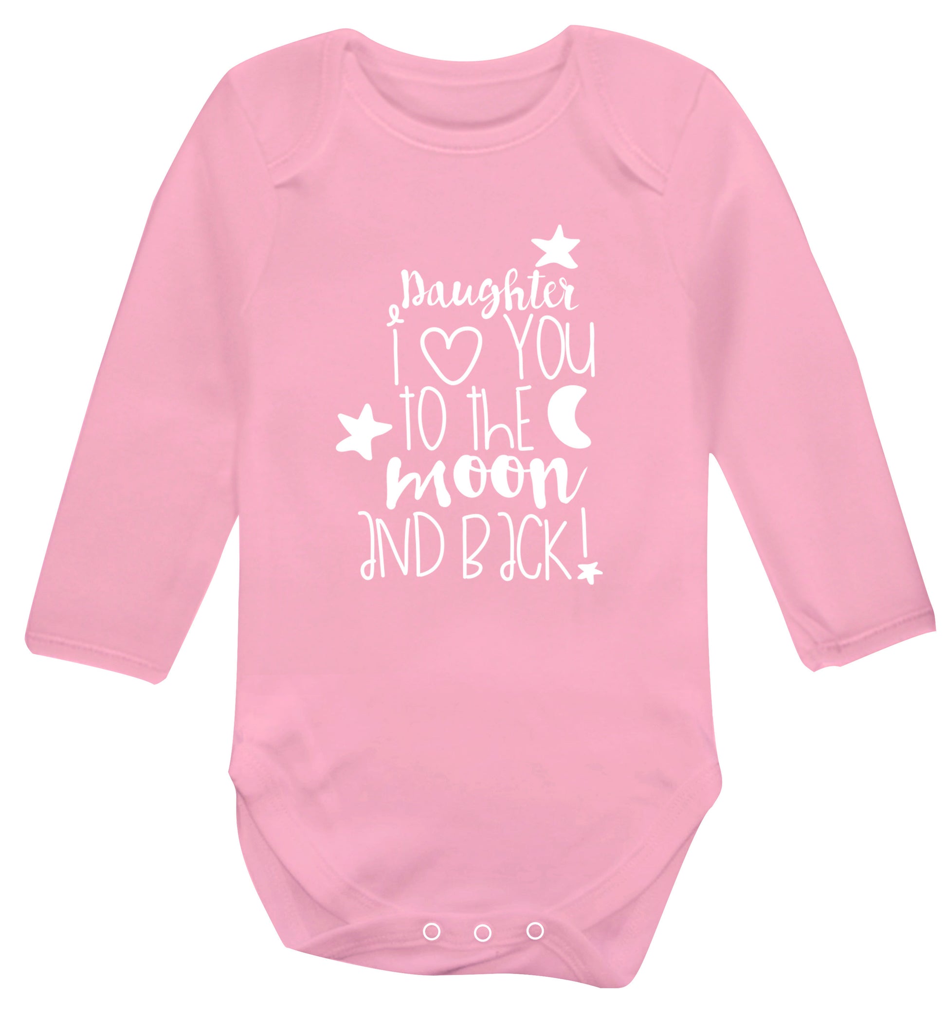 Daughter I love you to the moon and back Baby Vest long sleeved pale pink 6-12 months
