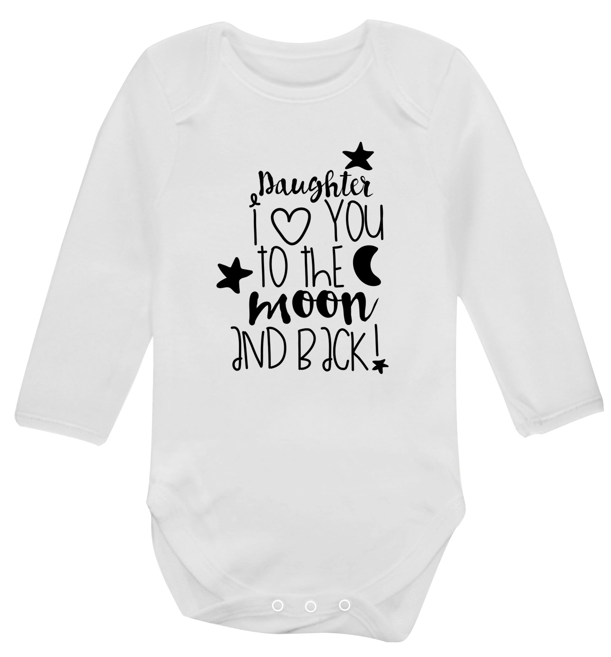 Daughter I love you to the moon and back Baby Vest long sleeved white 6-12 months