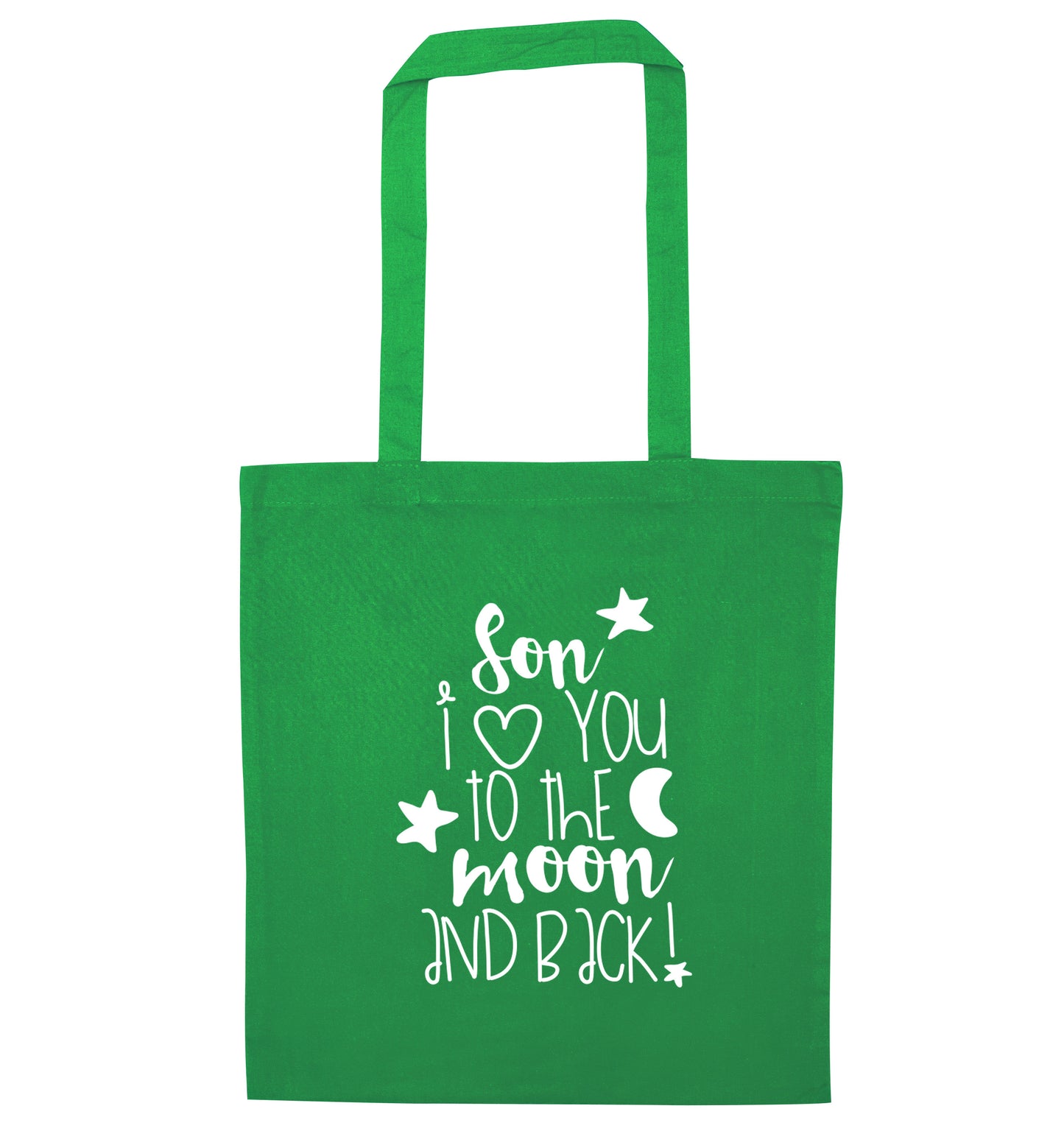 Son I love you to the moon and back green tote bag