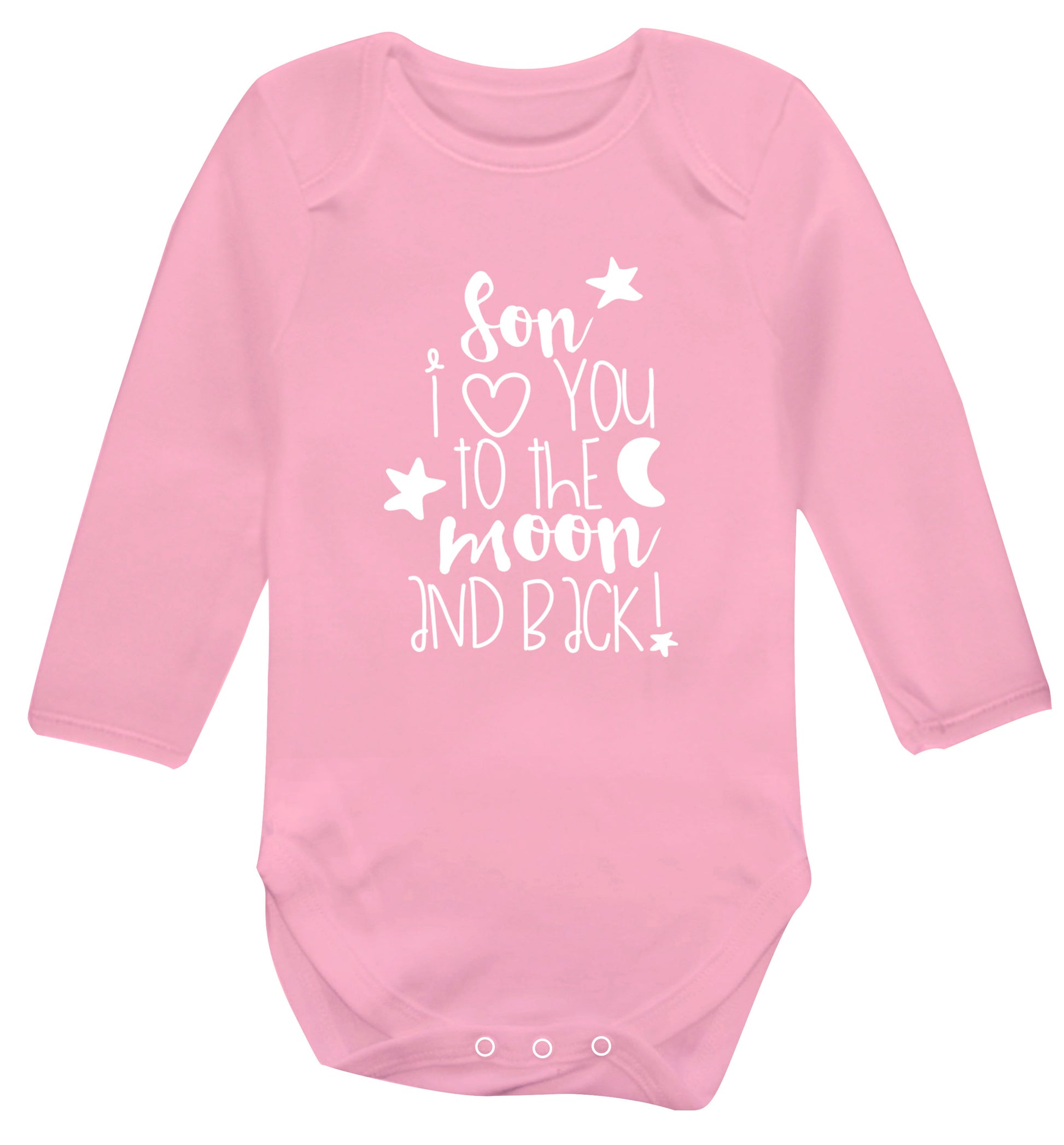Son I love you to the moon and back Baby Vest long sleeved pale pink 6-12 months