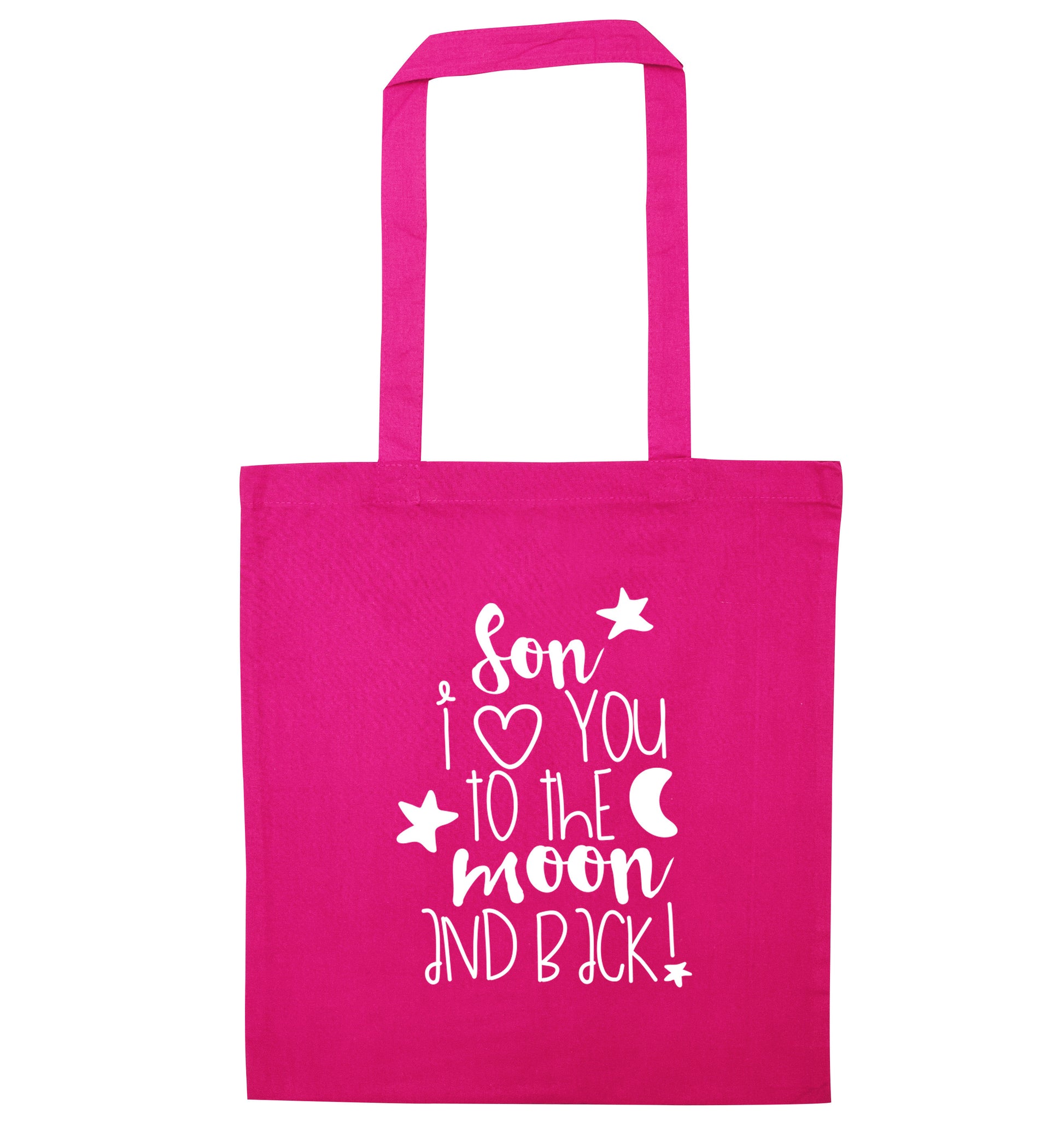 Son I love you to the moon and back pink tote bag
