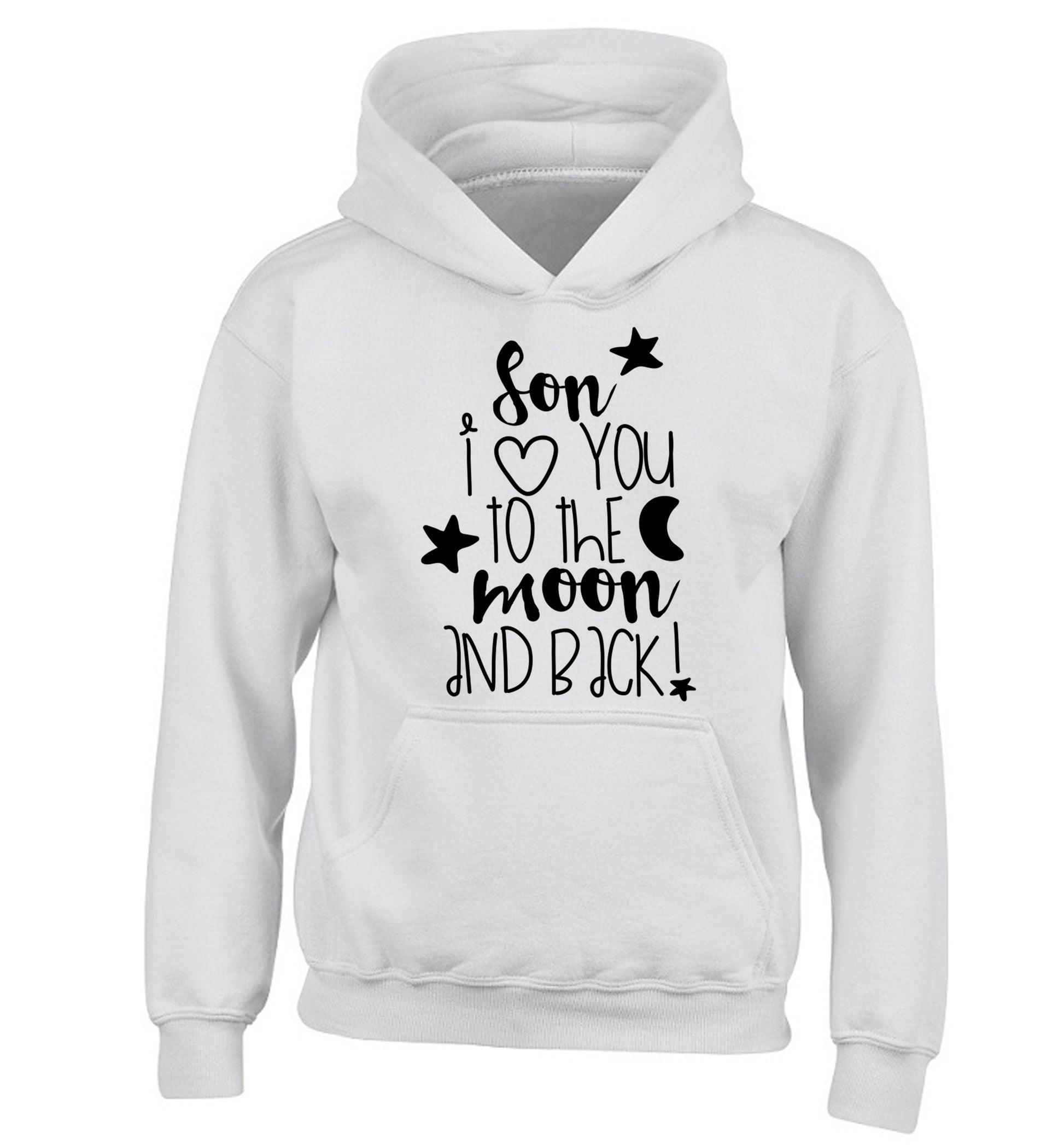 Son I love you to the moon and back children's white hoodie 12-14 Years