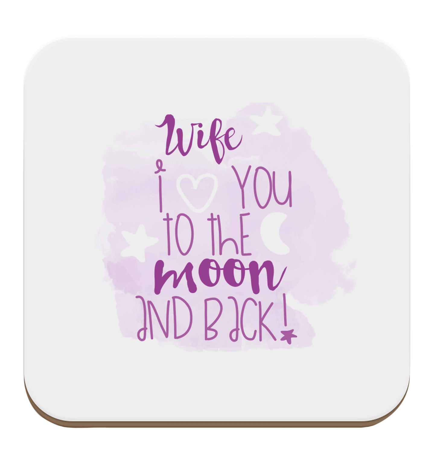 Wife I love you to the moon and back set of four coasters