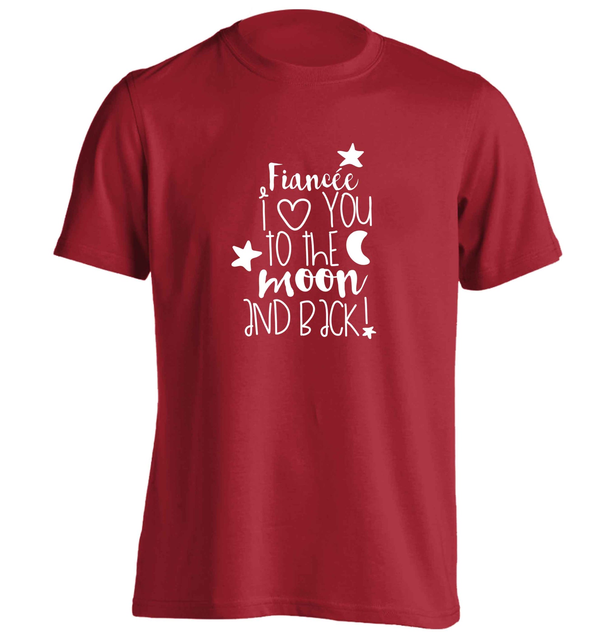 Fianc√©e I love you to the moon and back adults unisex red Tshirt 2XL