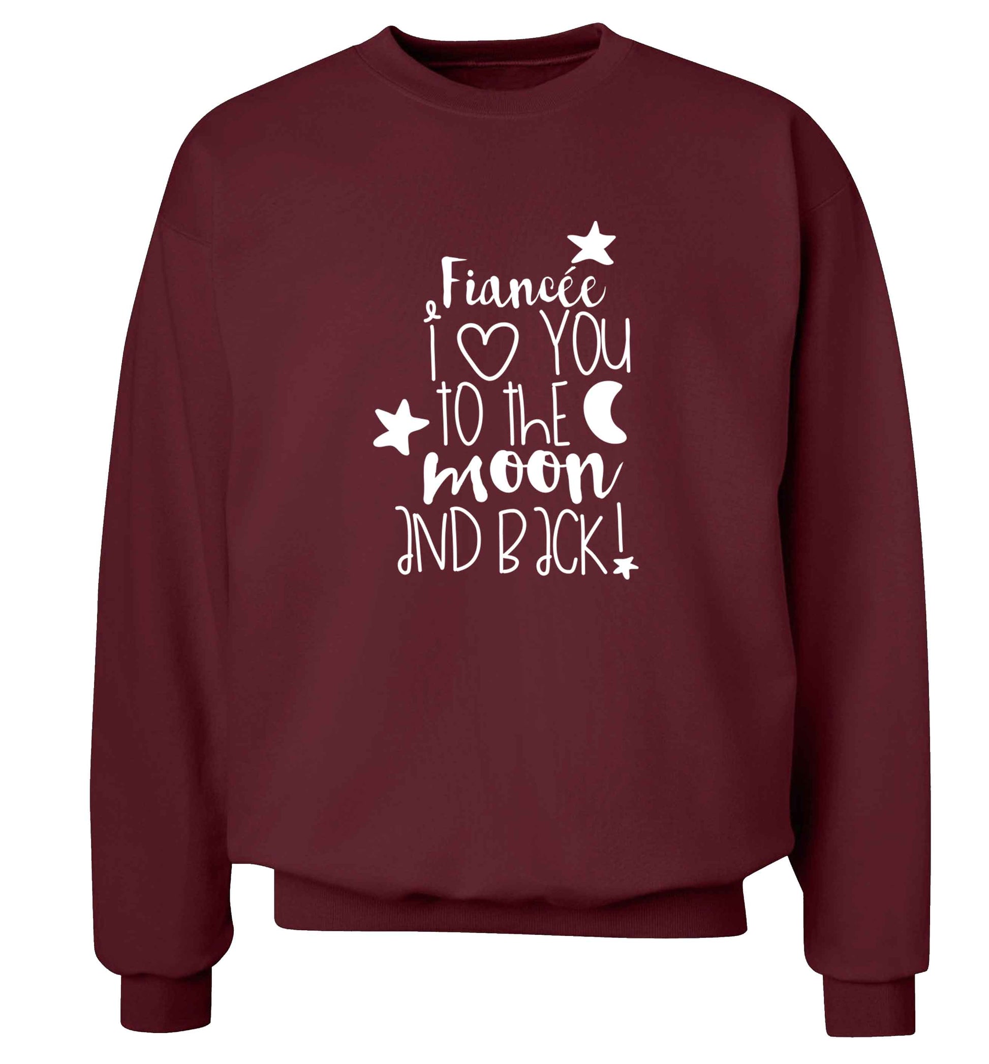Fiancée I love you to the moon and back adult's unisex maroon sweater 2XL