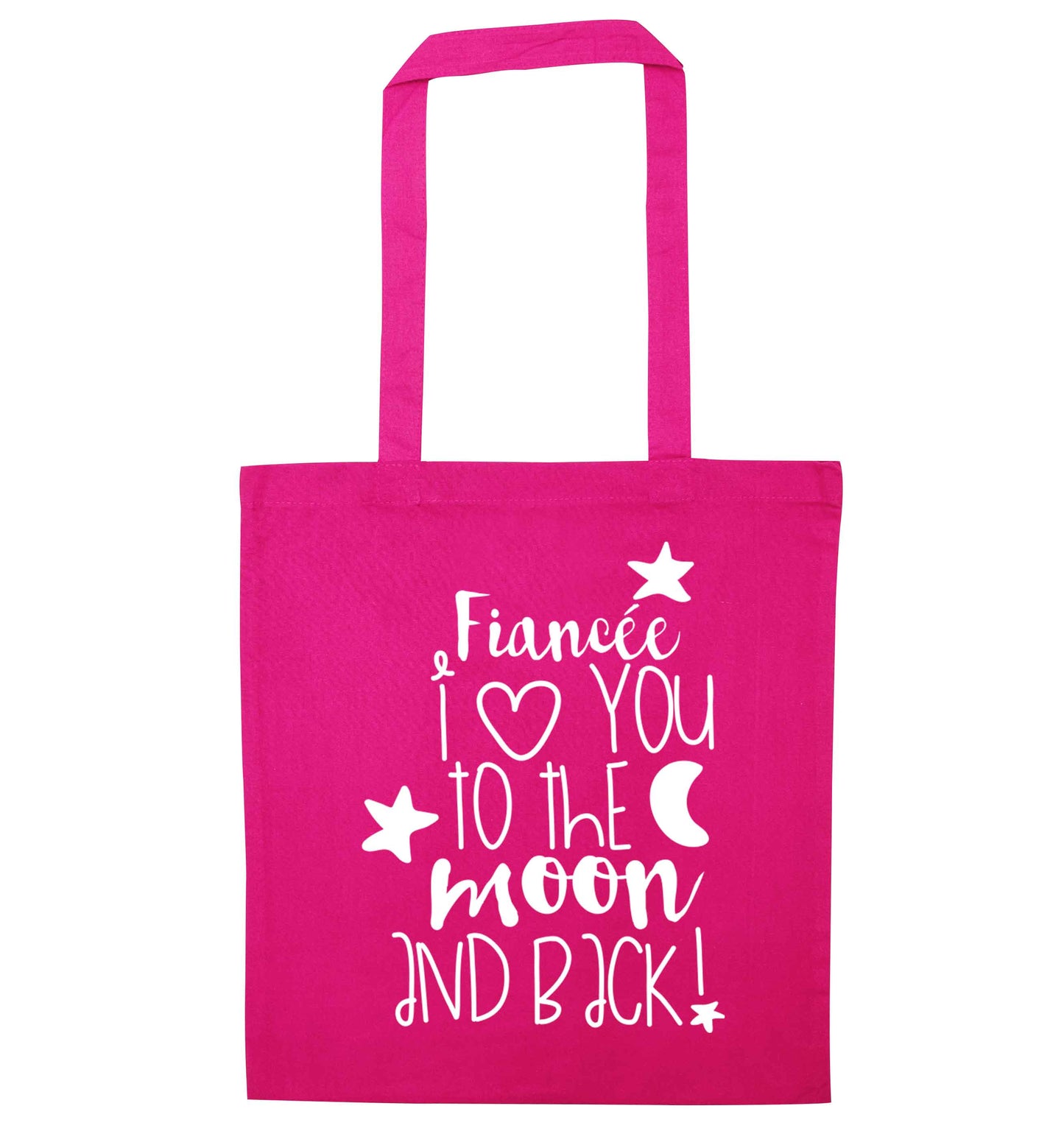 Fiancée I love you to the moon and back pink tote bag
