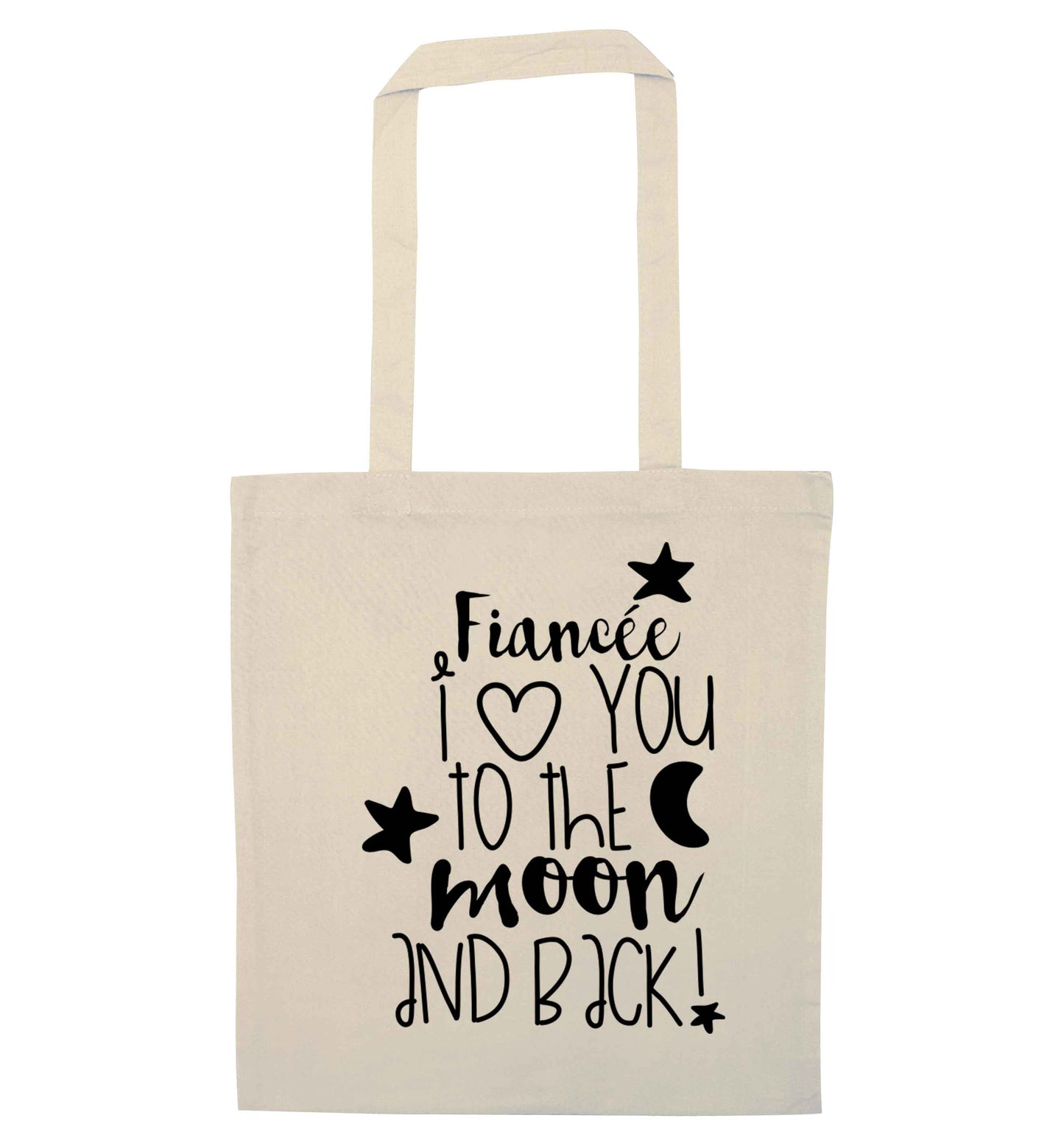 Fiancée I love you to the moon and back natural tote bag