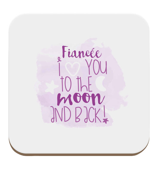 Fiancée I love you to the moon and back set of four coasters
