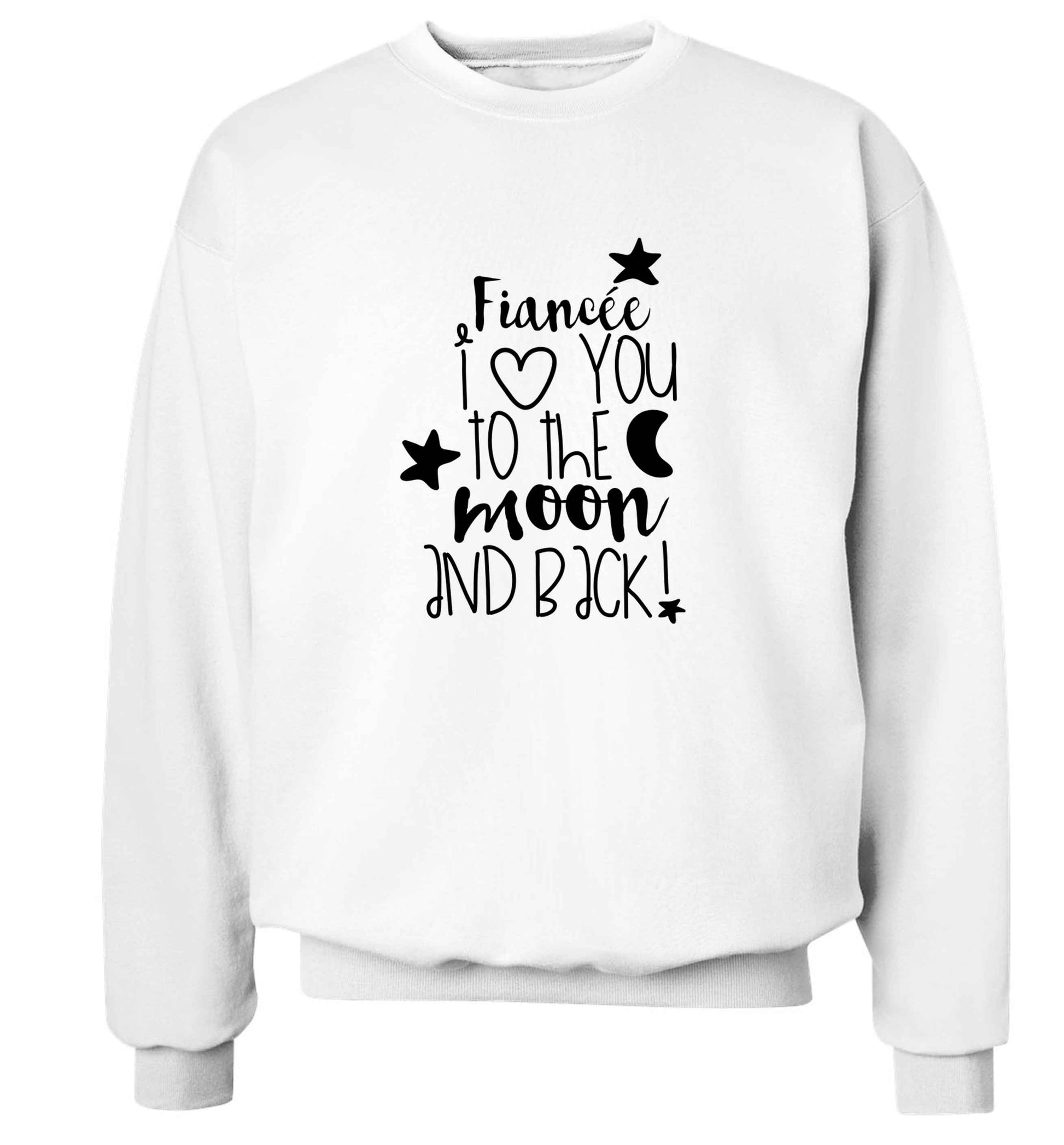 Fiancée I love you to the moon and back adult's unisex white sweater 2XL