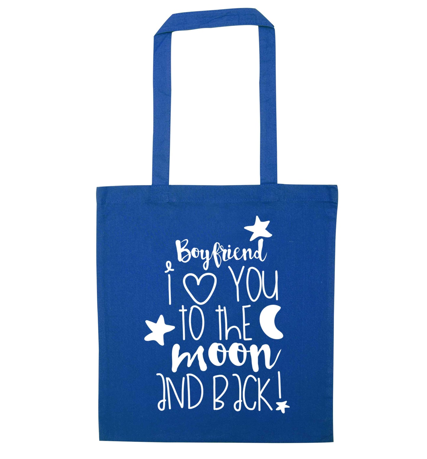 Boyfriend I love you to the moon and back blue tote bag