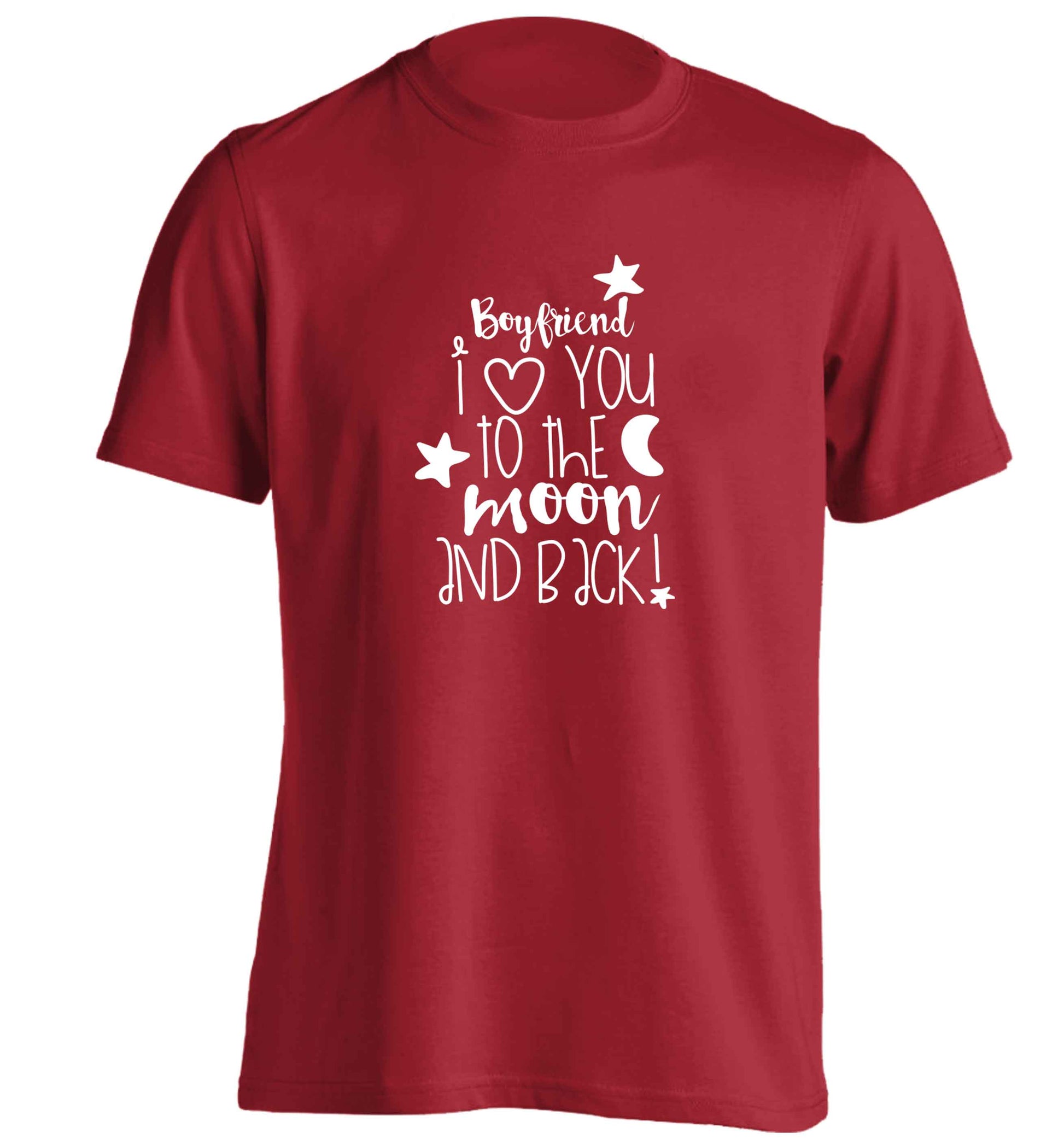 Boyfriend I love you to the moon and back adults unisex red Tshirt 2XL