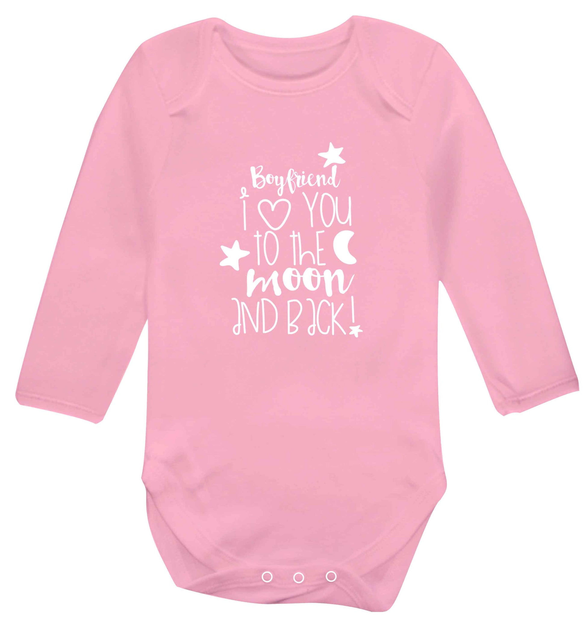 Boyfriend I love you to the moon and back baby vest long sleeved pale pink 6-12 months
