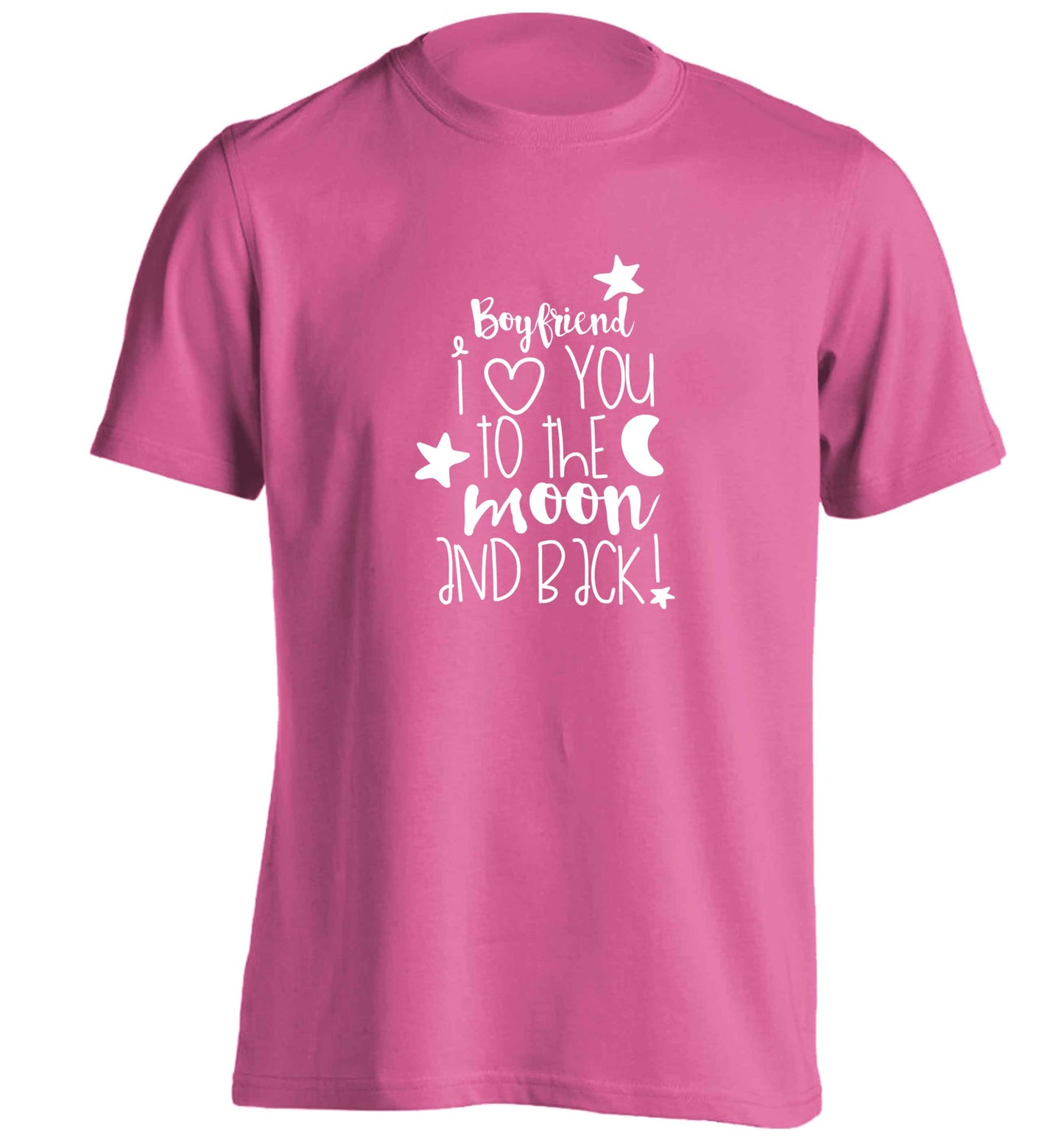 Boyfriend I love you to the moon and back adults unisex pink Tshirt 2XL