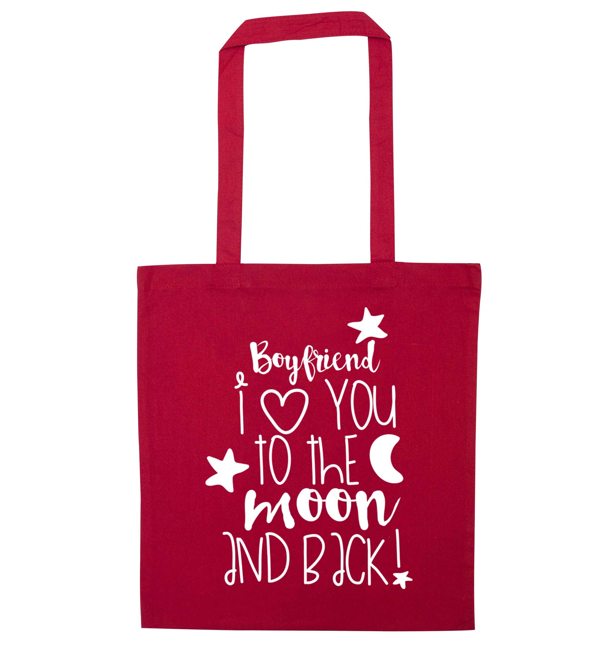 Boyfriend I love you to the moon and back red tote bag