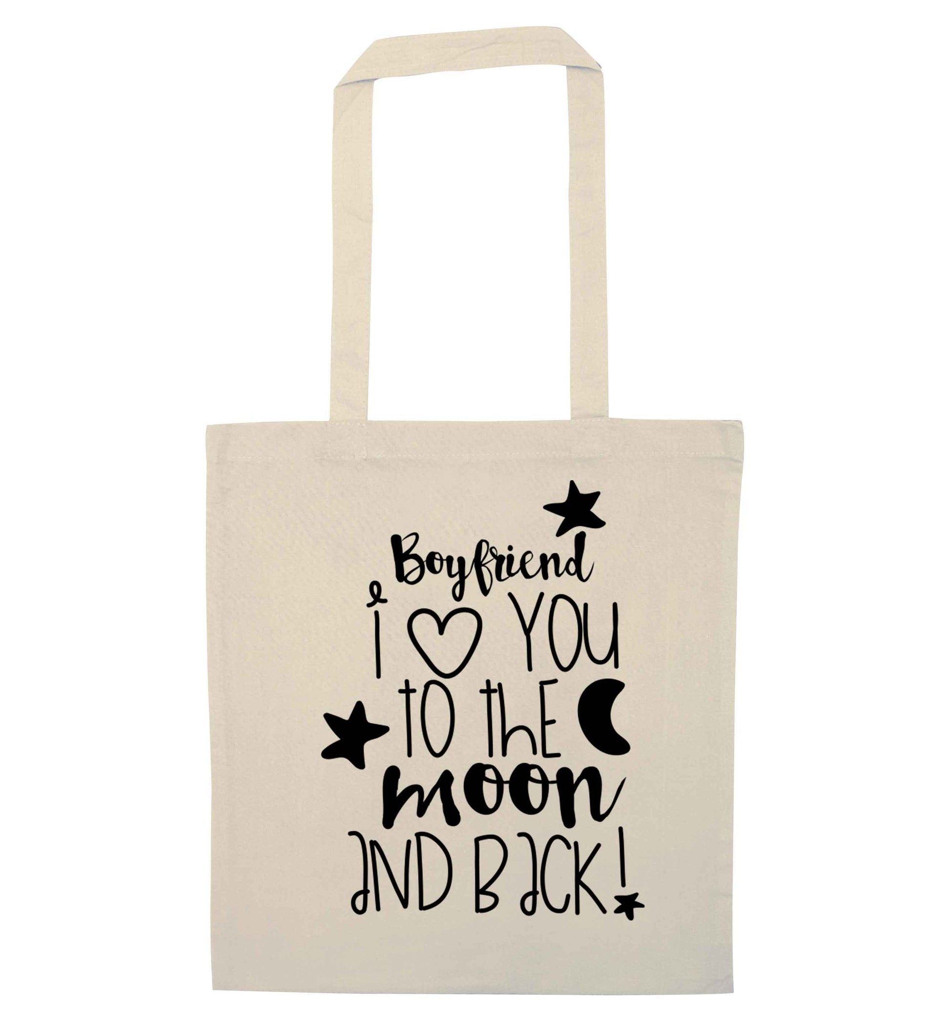Boyfriend I love you to the moon and back natural tote bag