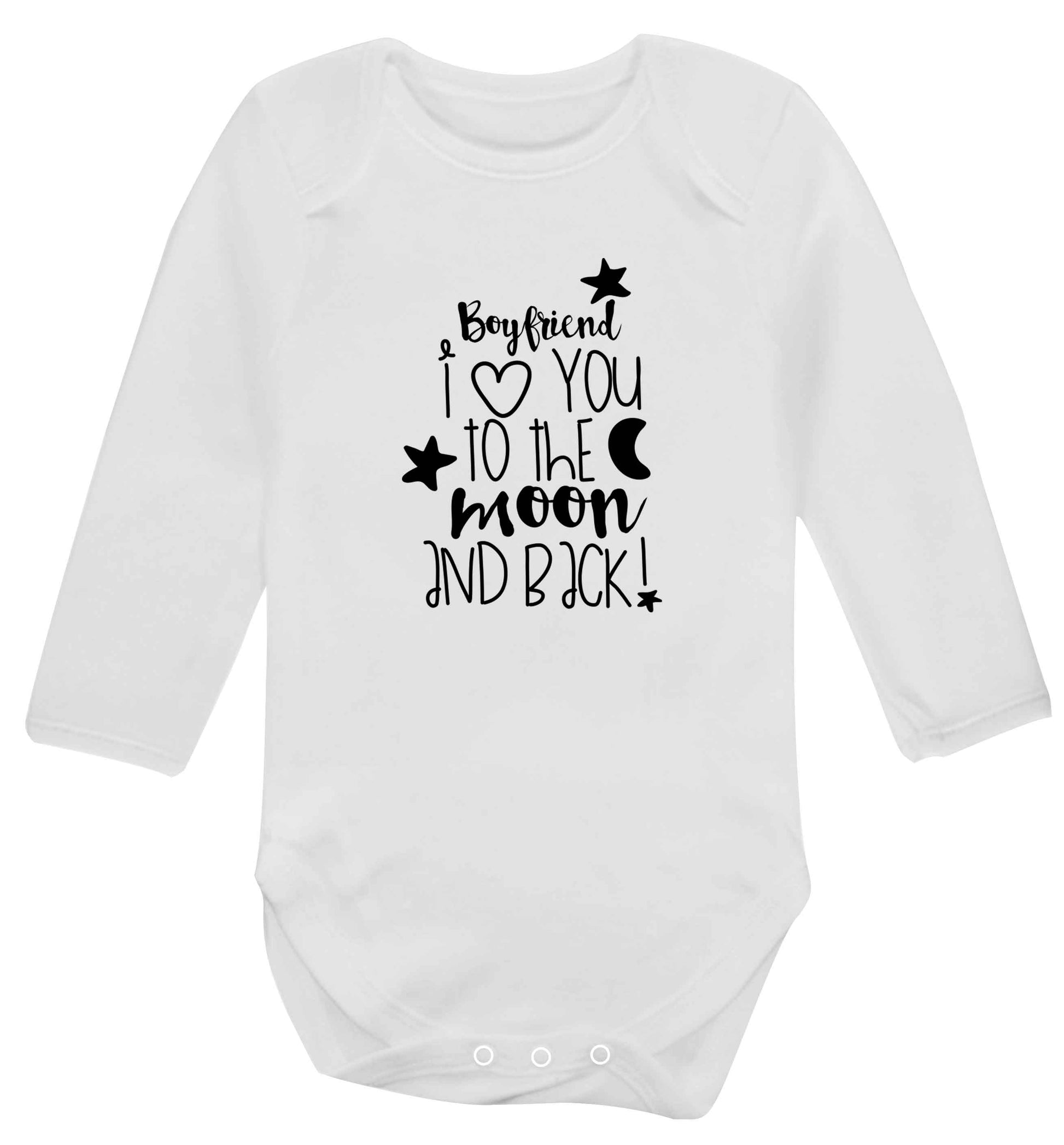Boyfriend I love you to the moon and back baby vest long sleeved white 6-12 months