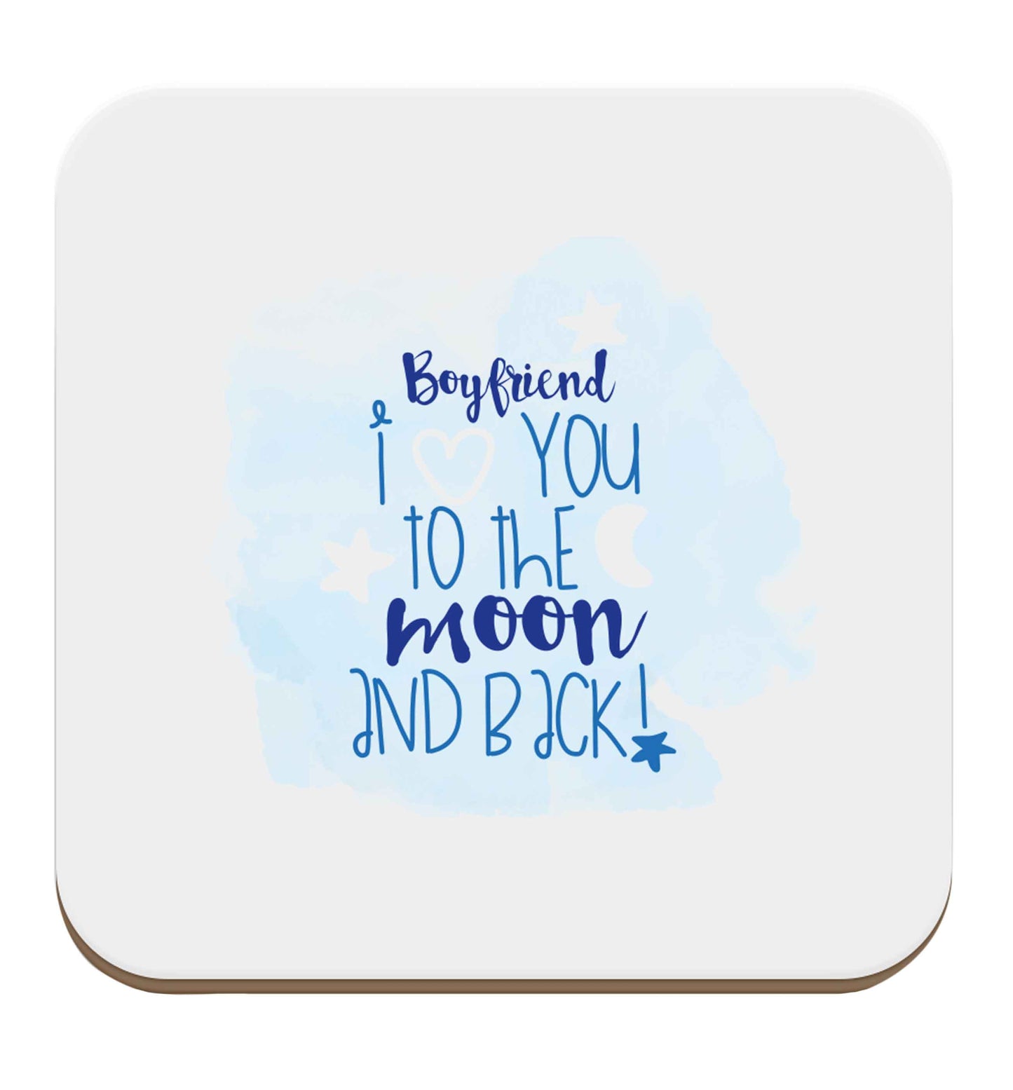 Boyfriend I love you to the moon and back set of four coasters