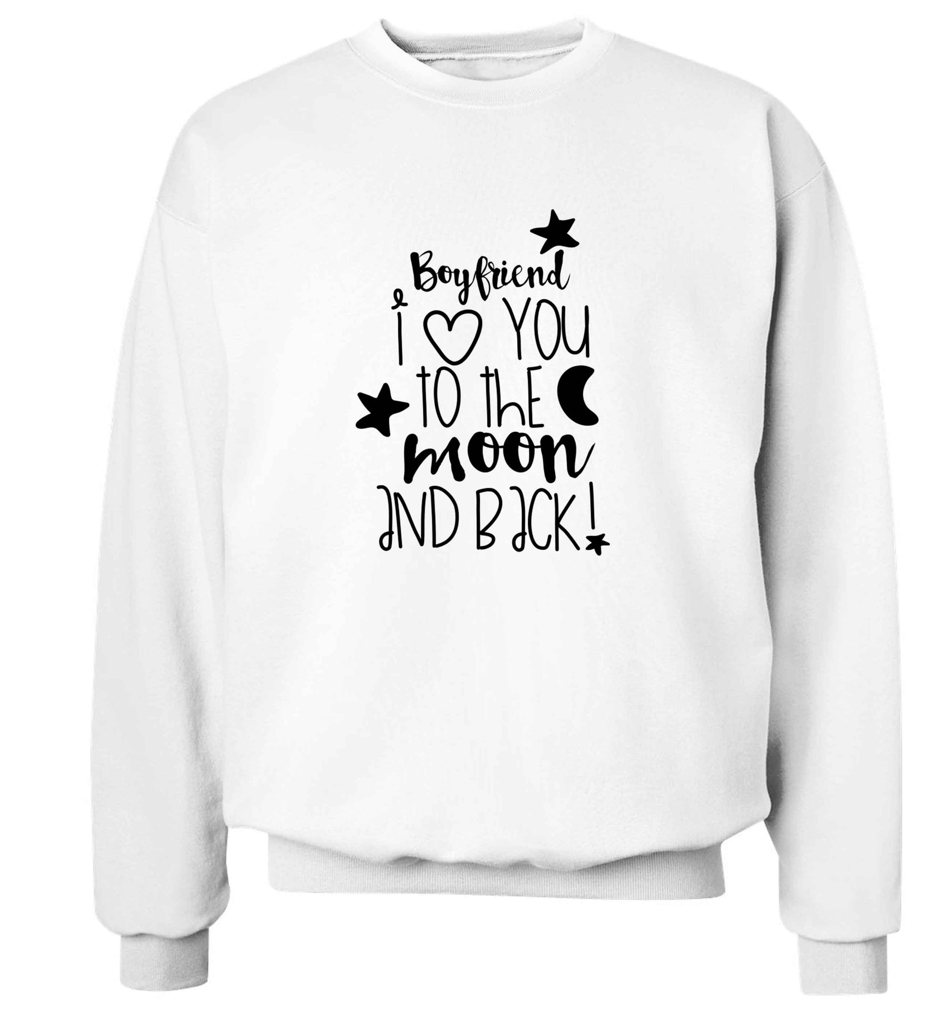 Boyfriend I love you to the moon and back adult's unisex white sweater 2XL