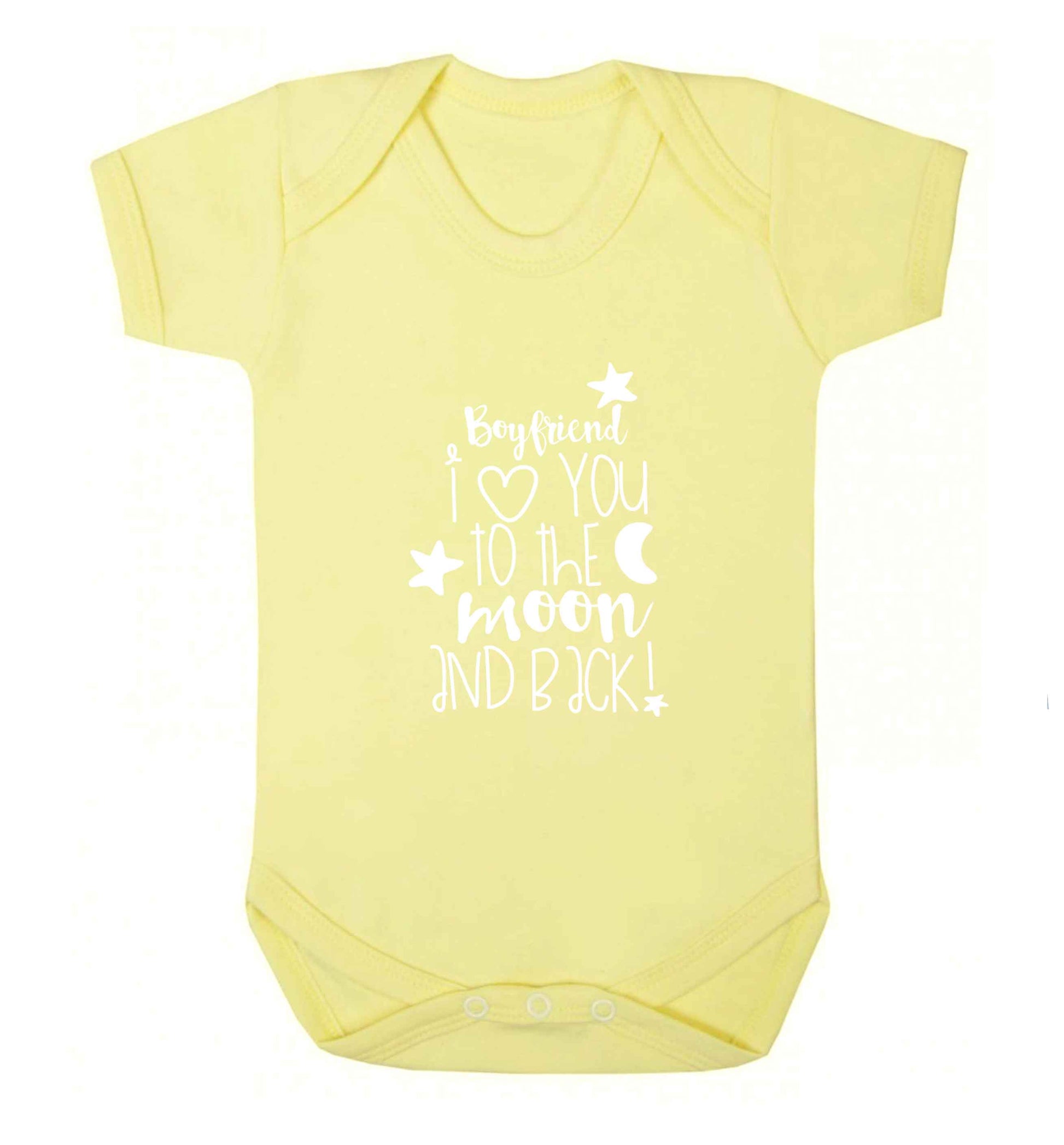 Boyfriend I love you to the moon and back baby vest pale yellow 18-24 months