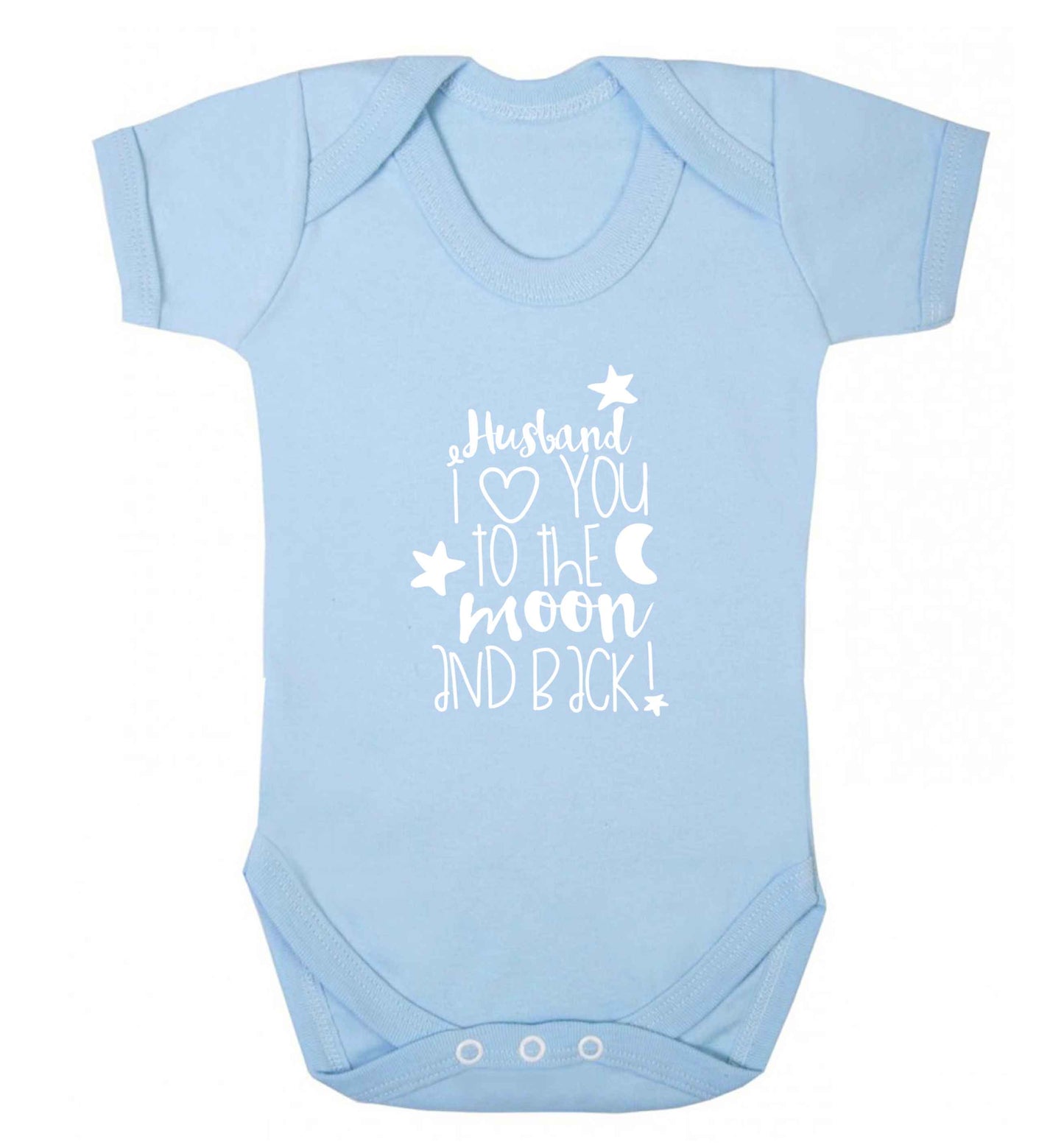 Husband I love you to the moon and back baby vest pale blue 18-24 months