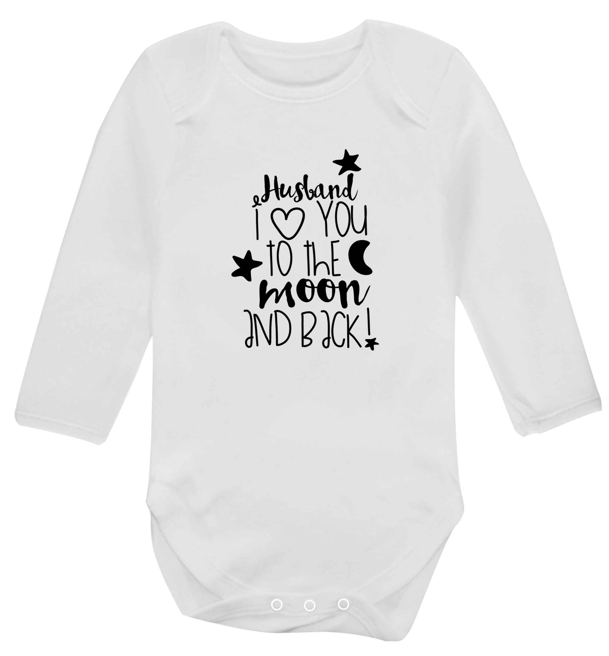 Husband I love you to the moon and back baby vest long sleeved white 6-12 months