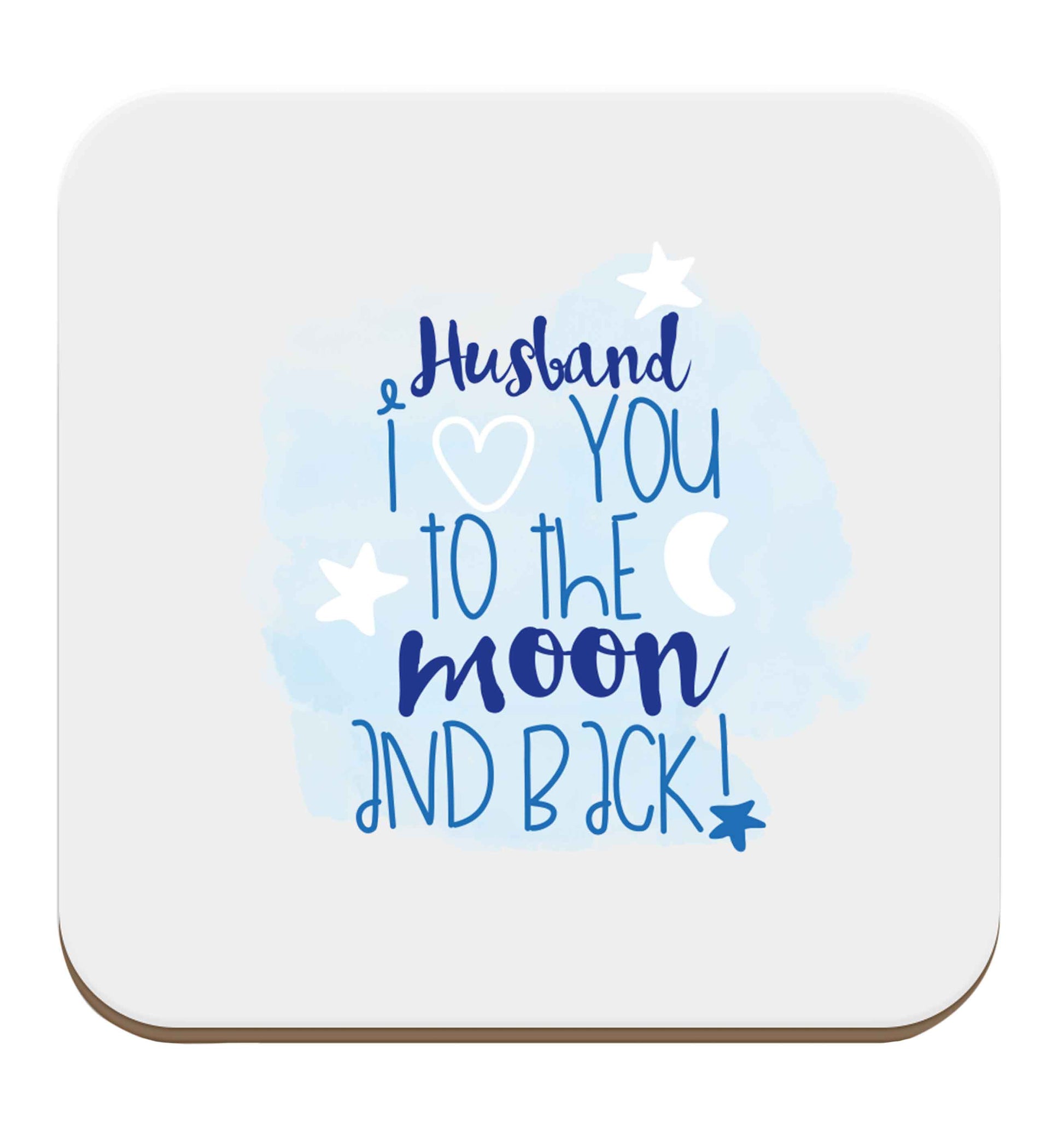Husband I love you to the moon and back set of four coasters