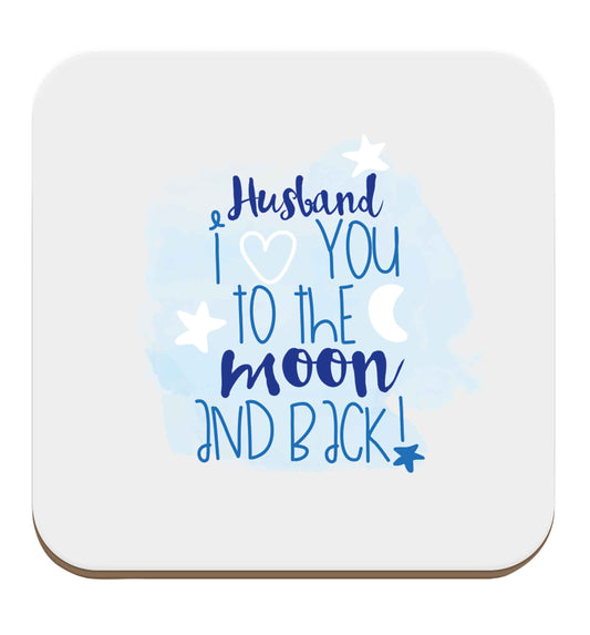 Husband I love you to the moon and back set of four coasters