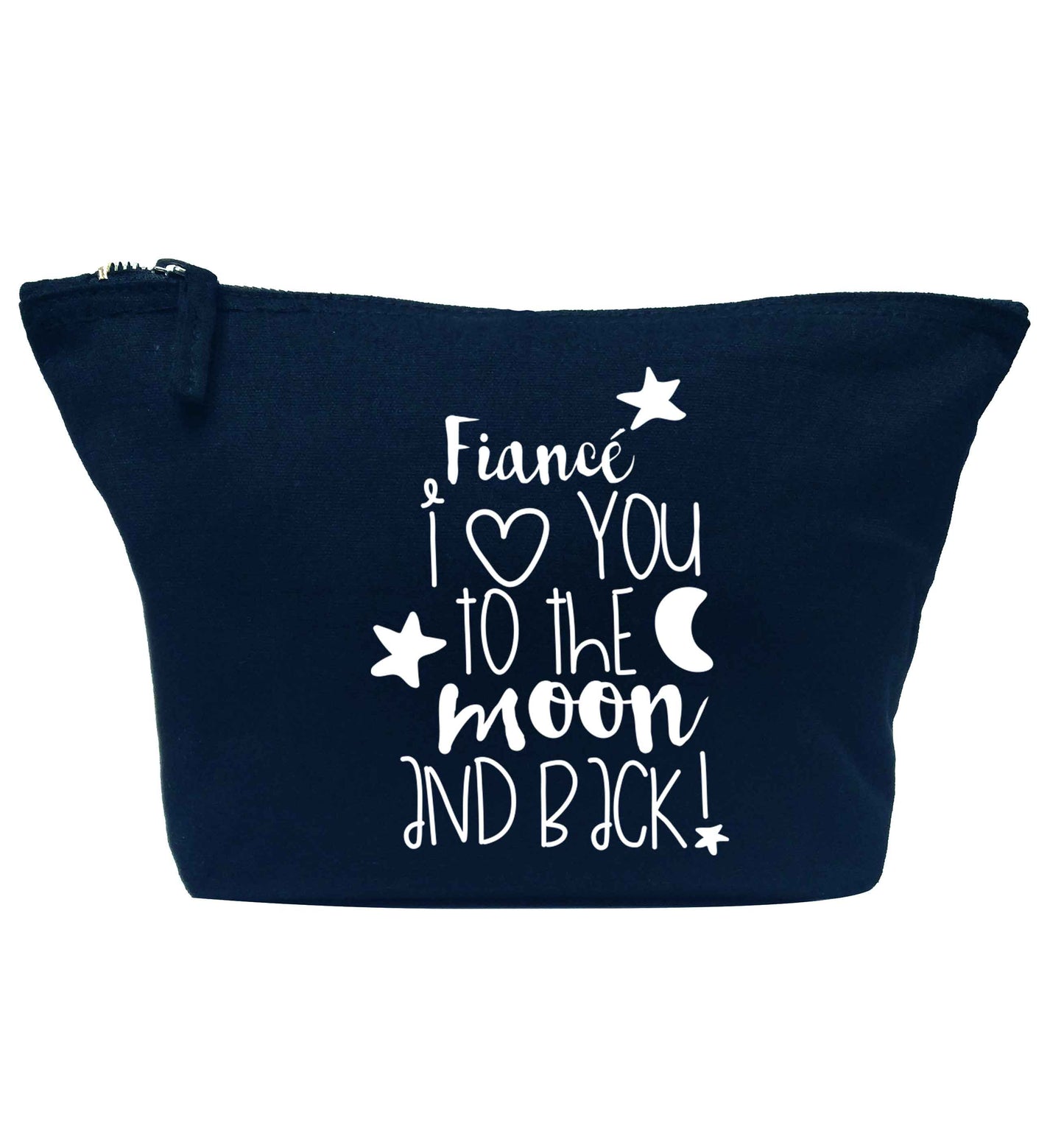 Fiancé I love you to the moon and back navy makeup bag