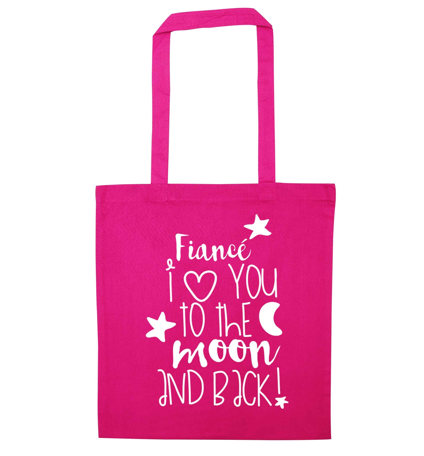 Fiancé I love you to the moon and back pink tote bag