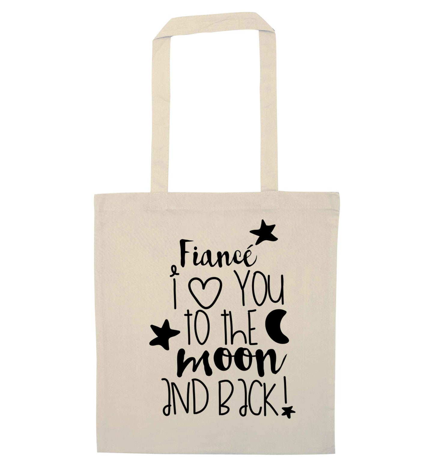 Fiancé I love you to the moon and back natural tote bag