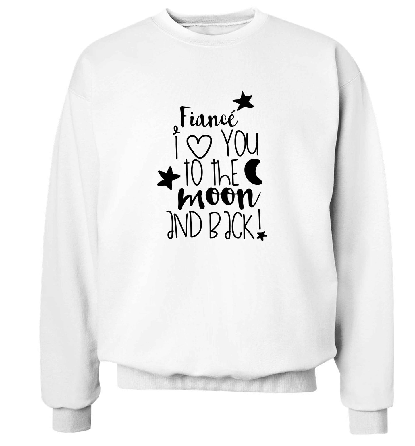 Fiancé I love you to the moon and back adult's unisex white sweater 2XL