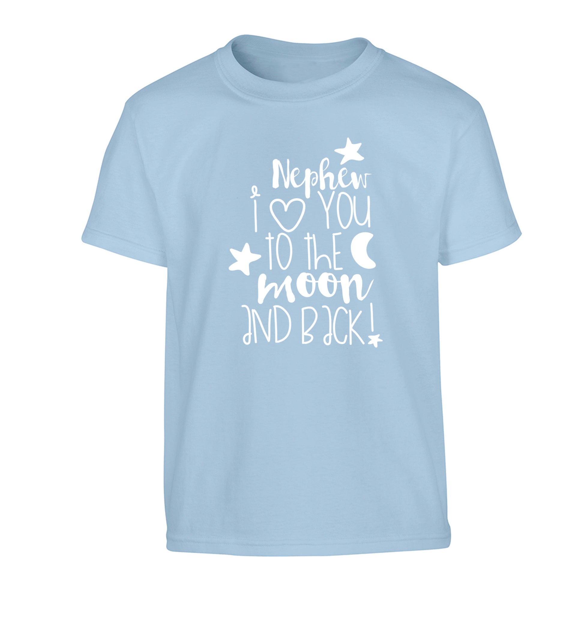 Nephew I love you to the moon and back Children's light blue Tshirt 12-14 Years