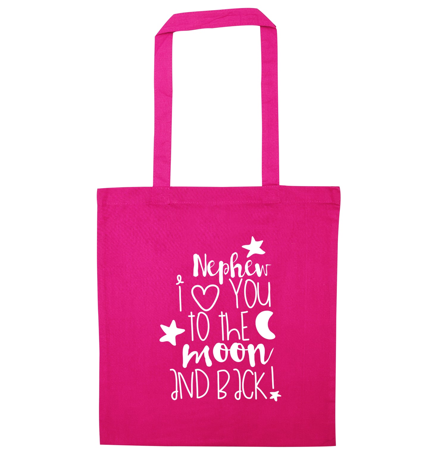 Nephew I love you to the moon and back pink tote bag