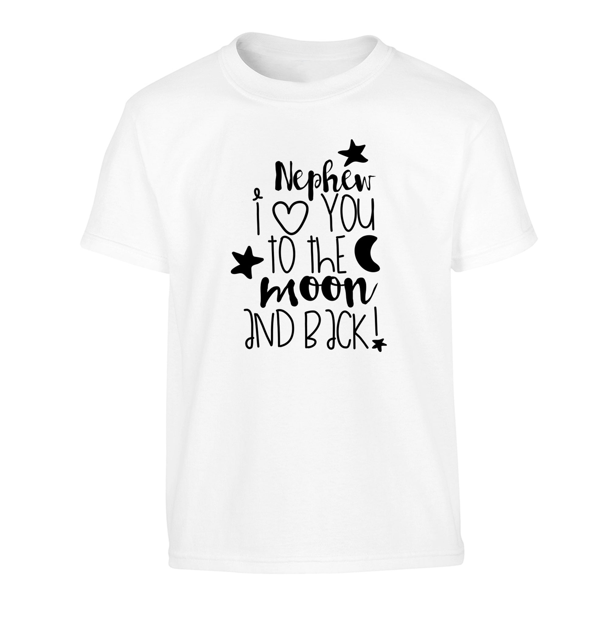 Nephew I love you to the moon and back Children's white Tshirt 12-14 Years