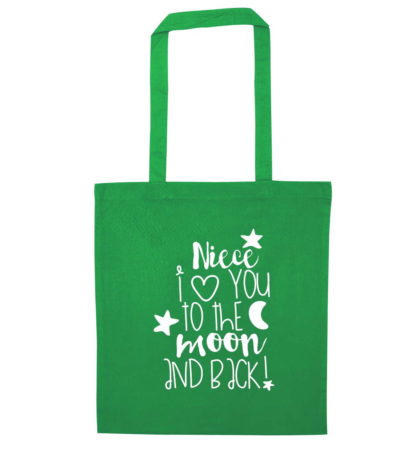 Niece I love you to the moon and back green tote bag
