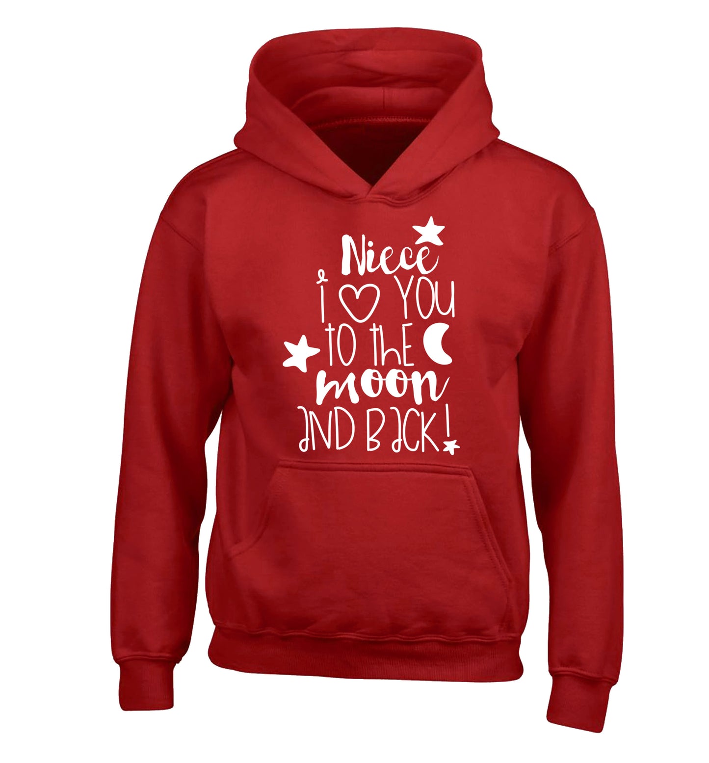 Niece I love you to the moon and back children's red hoodie 12-14 Years